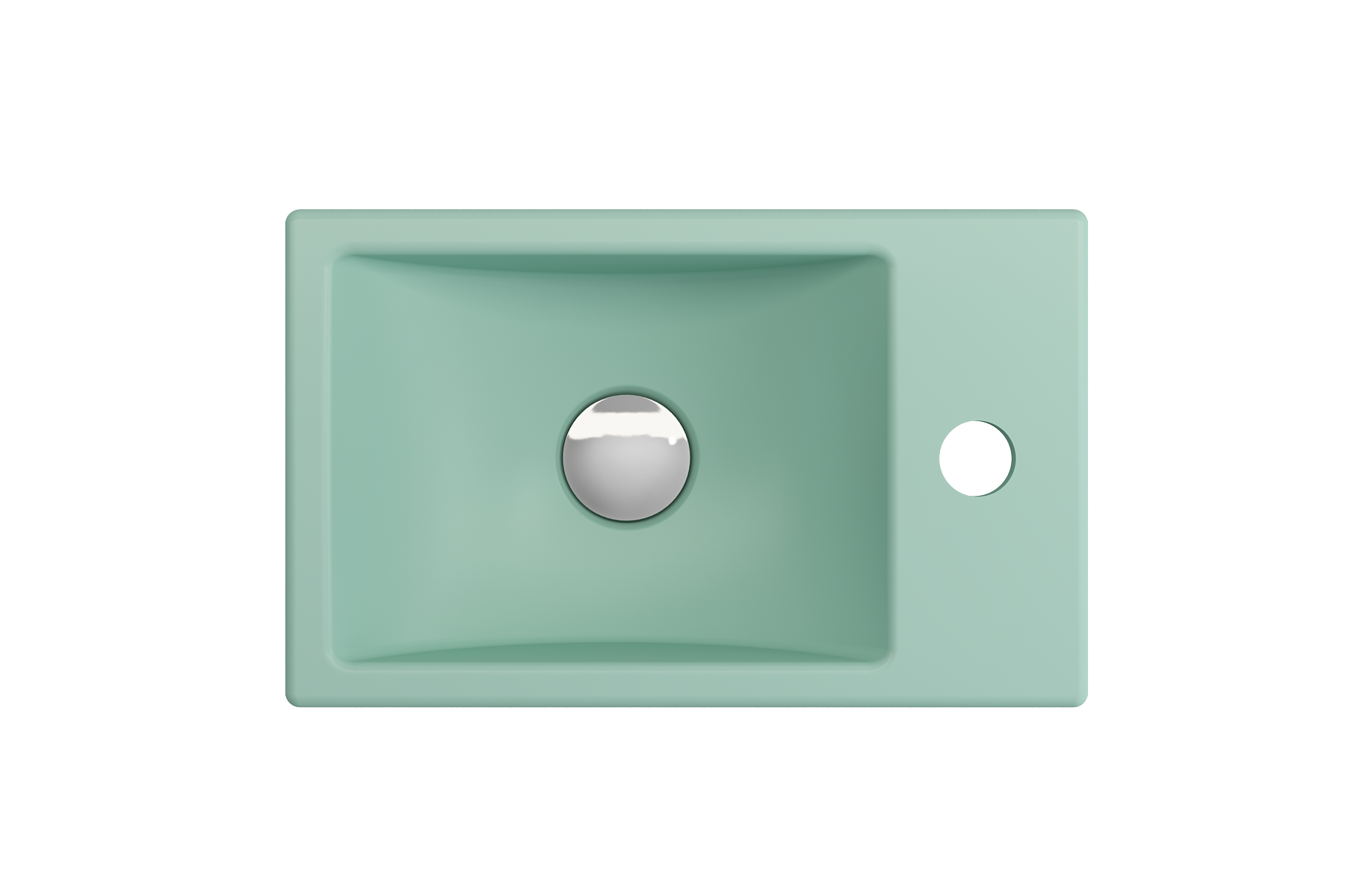 Alternate Image for BOCCHI Milano Small 15" Rectangle Wallmount Fireclay Bathroom Sink, Matte Mint Green, Single Faucet Hole, 1419-033-0126