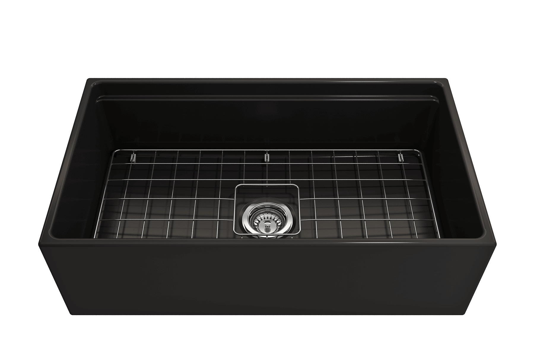 BOCCHI Contempo 33" Fireclay Workstation Farmhouse Sink Kit with Faucet and Accessories, Matte Black (sink) / Matte Black (faucet), 1504-004-2020MB