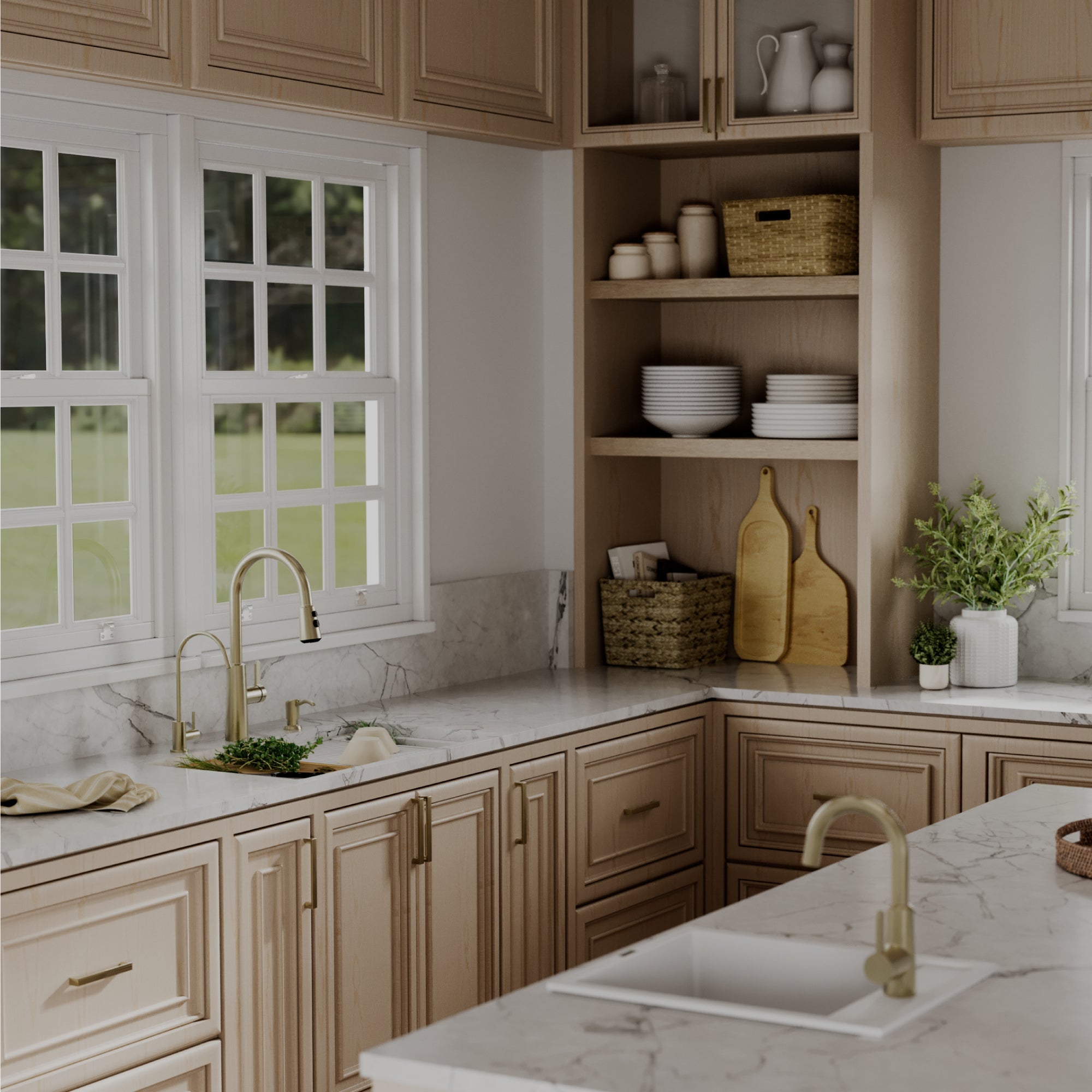Karran 32 quartz composite workstation kitchen sink white lifestyle image