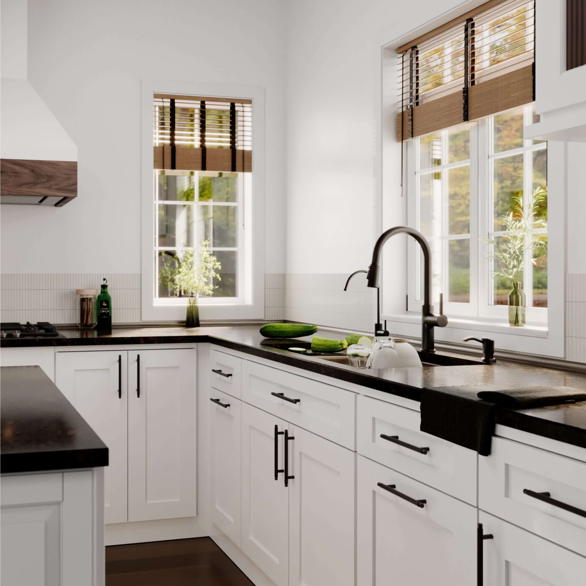 Karran 32 quartz composite workstation kitchen sink brown lifestyle image
