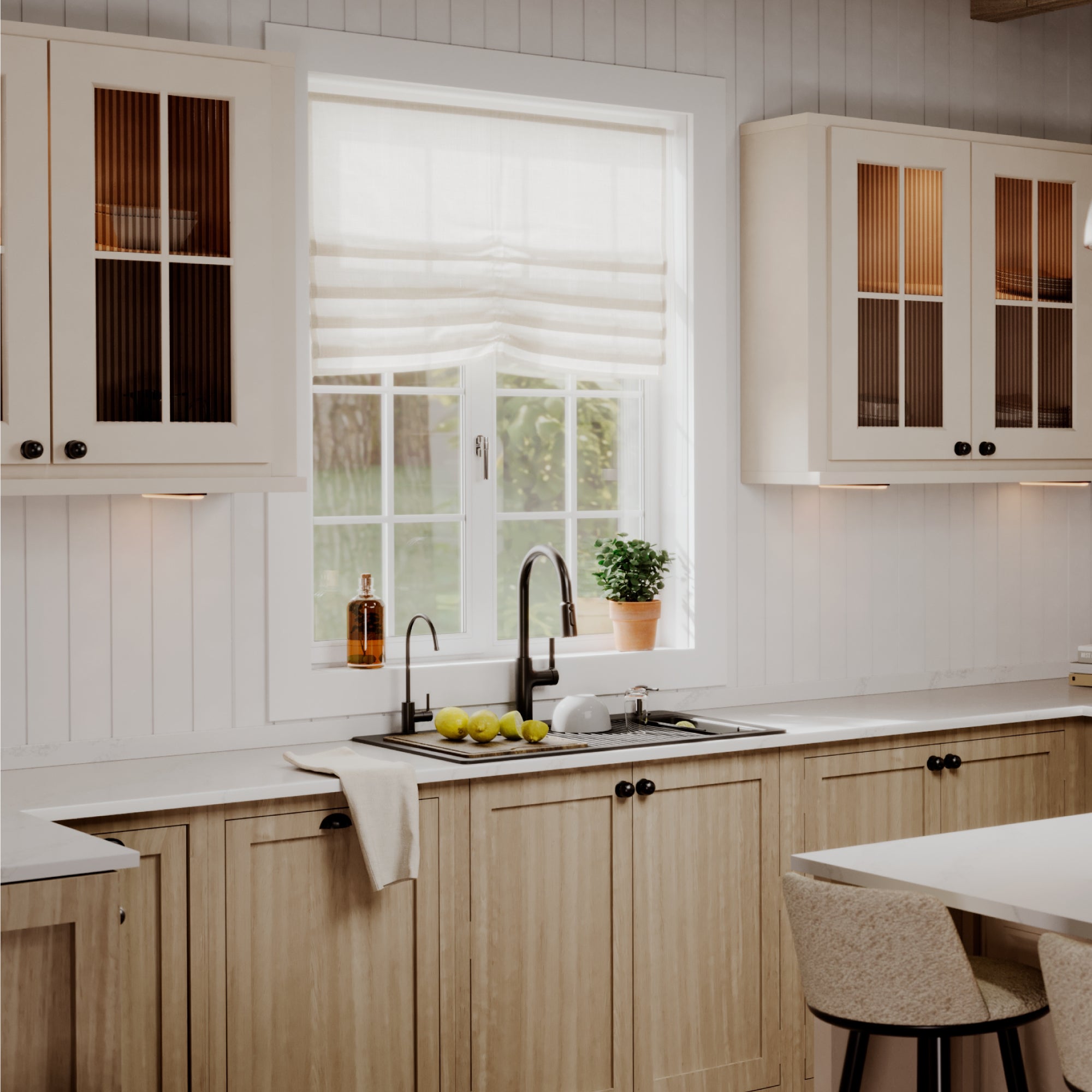 Karran 33 quartz composite workstation kitchen sink black lifestyle image