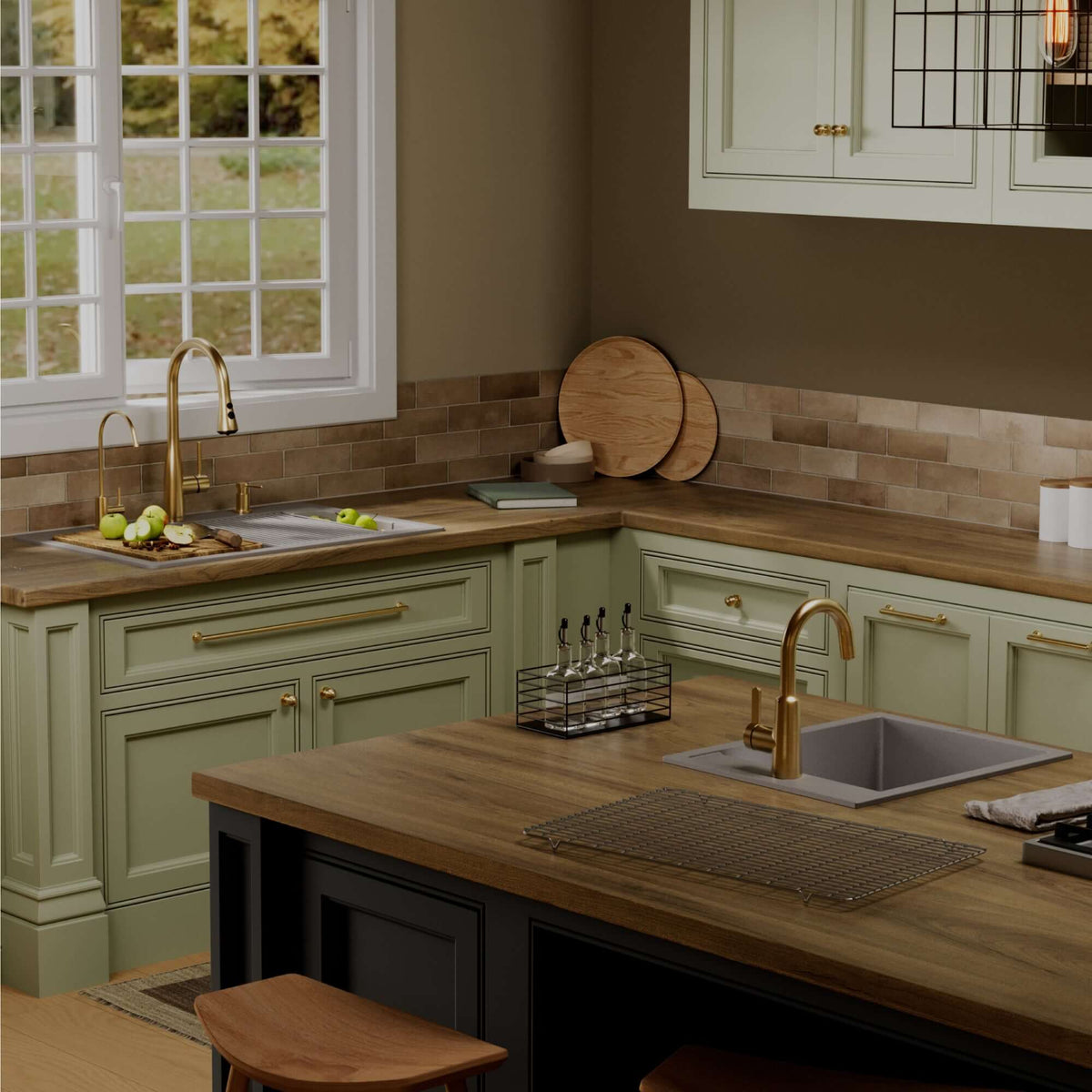 Karran 33 quartz composite workstation kitchen sink grey lifestyle image