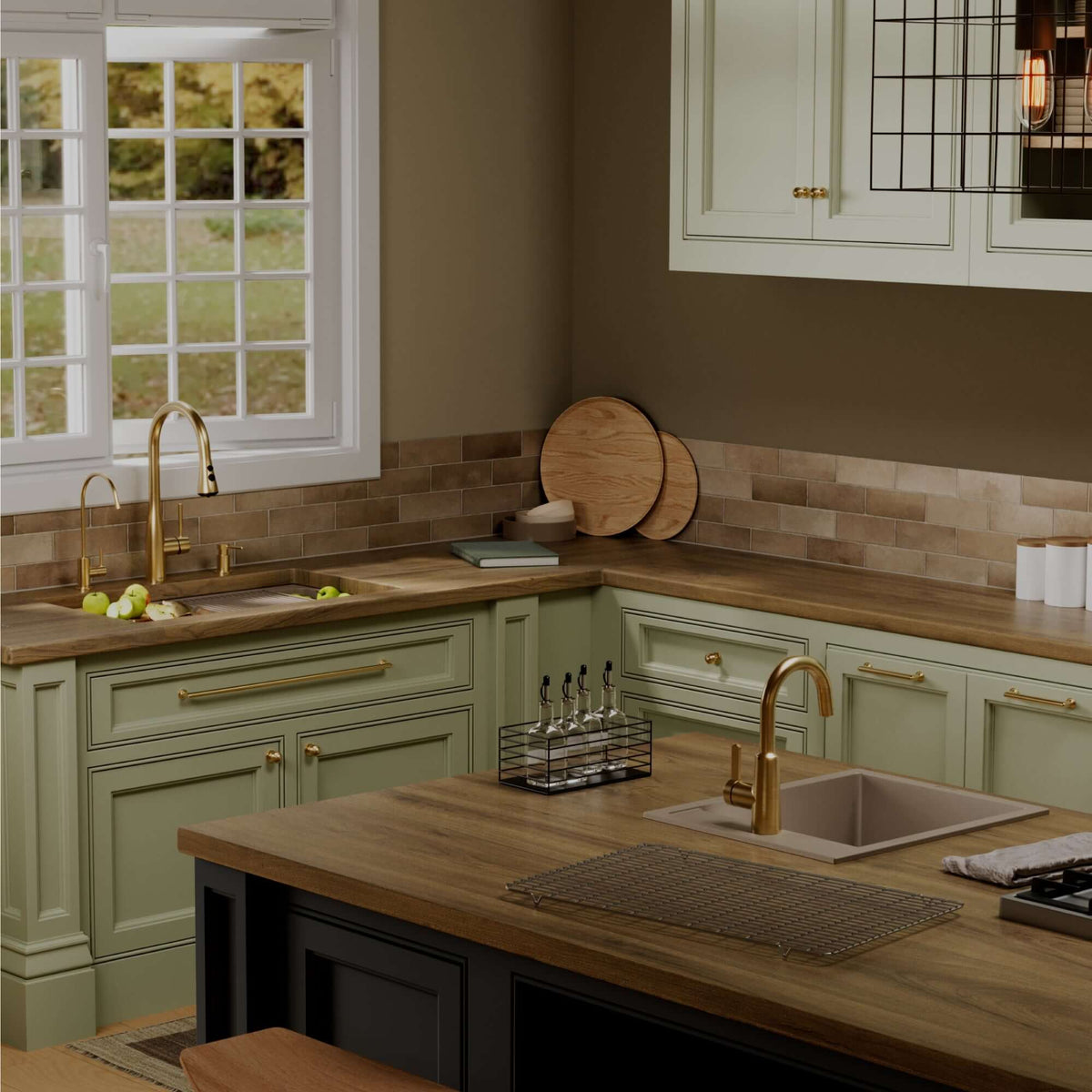 Karran 32 quartz composite workstation kitchen sink concrete lifestyle image