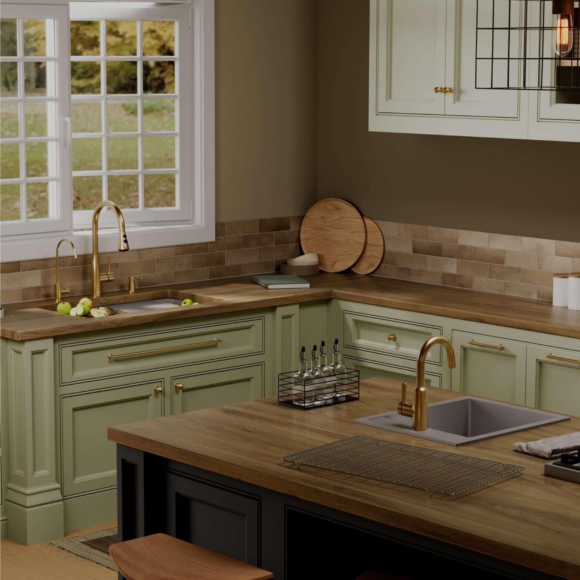 Karran 32 quartz composite workstation kitchen sink grey lifestyle image