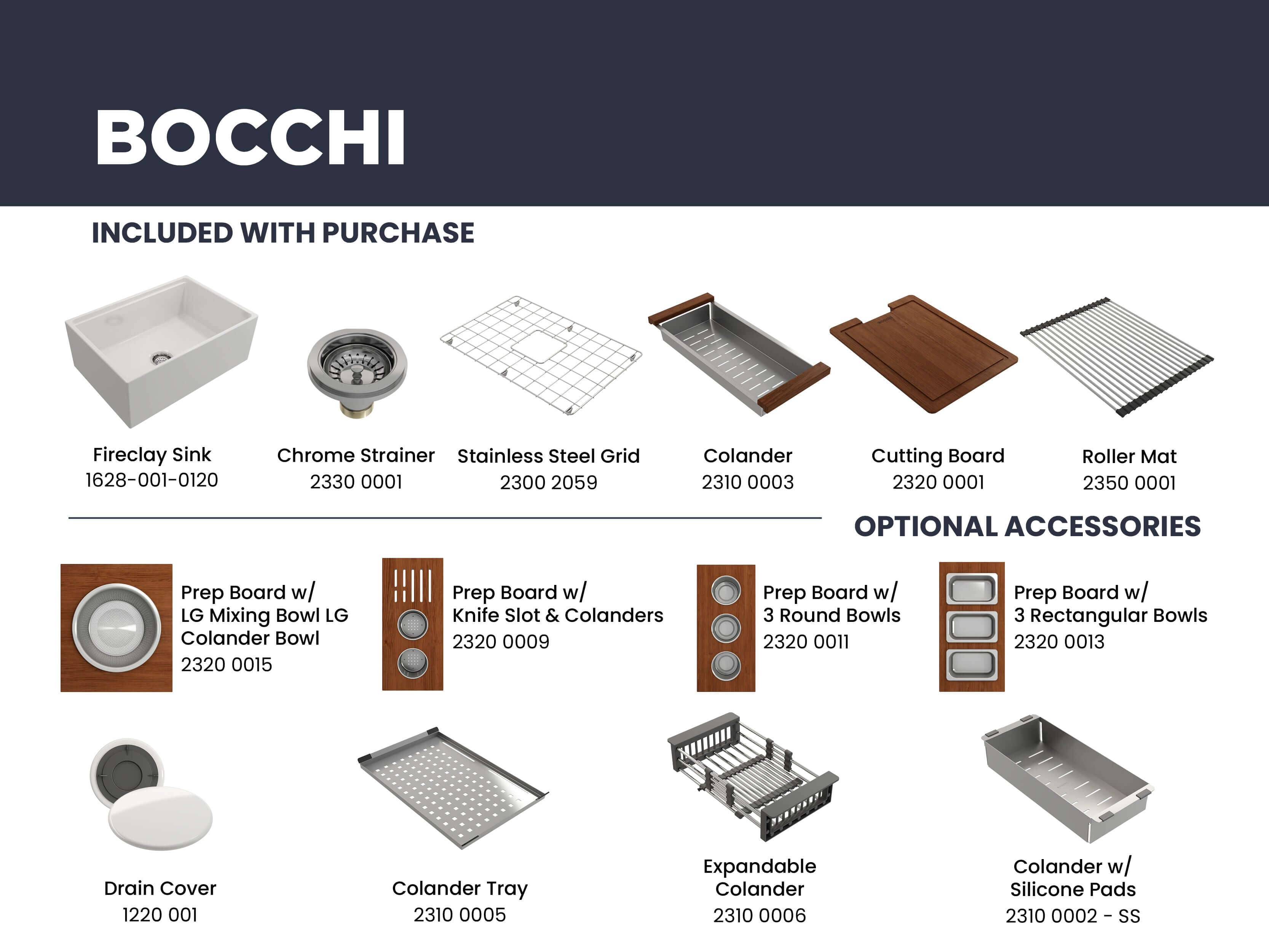 BOCCHI Contempo 27" Fireclay Workstation Farmhouse Sink Kit with Accessories, White, 1628-001-0120
