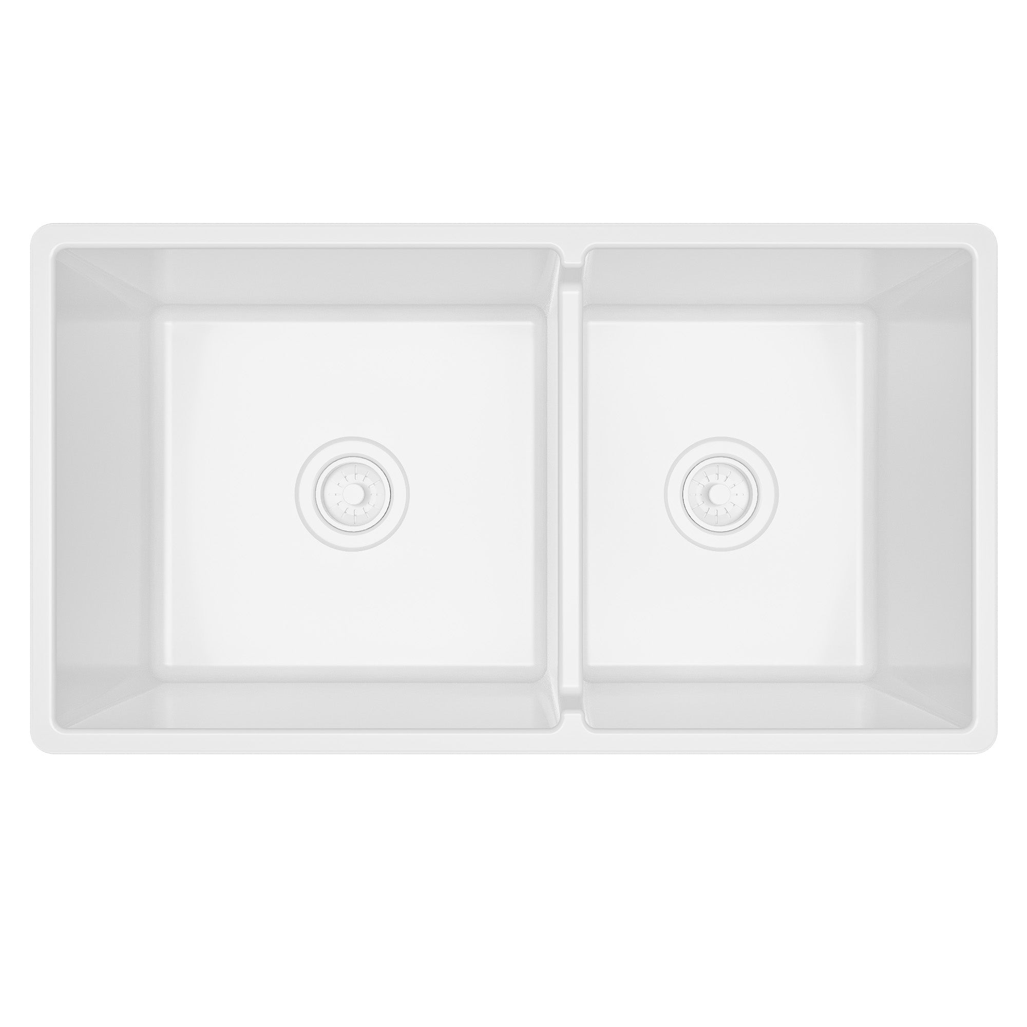 Alternative View of Karran Fireclay 33" Fireclay Farmhouse Sink with Accessories, 60/40 Double Bowl, White, FCP33DBWH