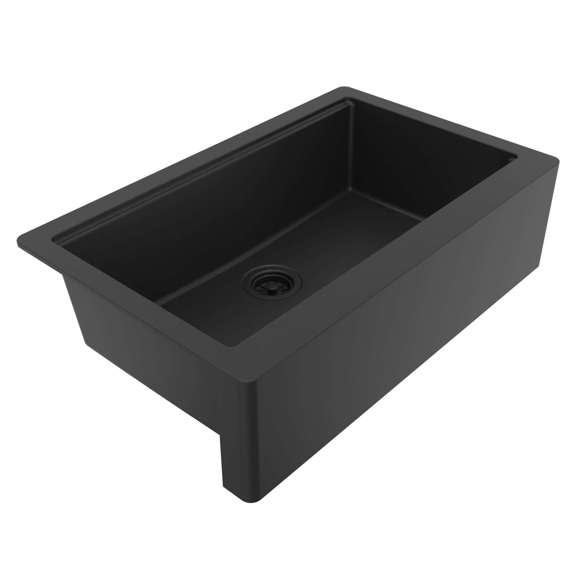 Karran 34 quartz composite workstation farmhouse sink black product image