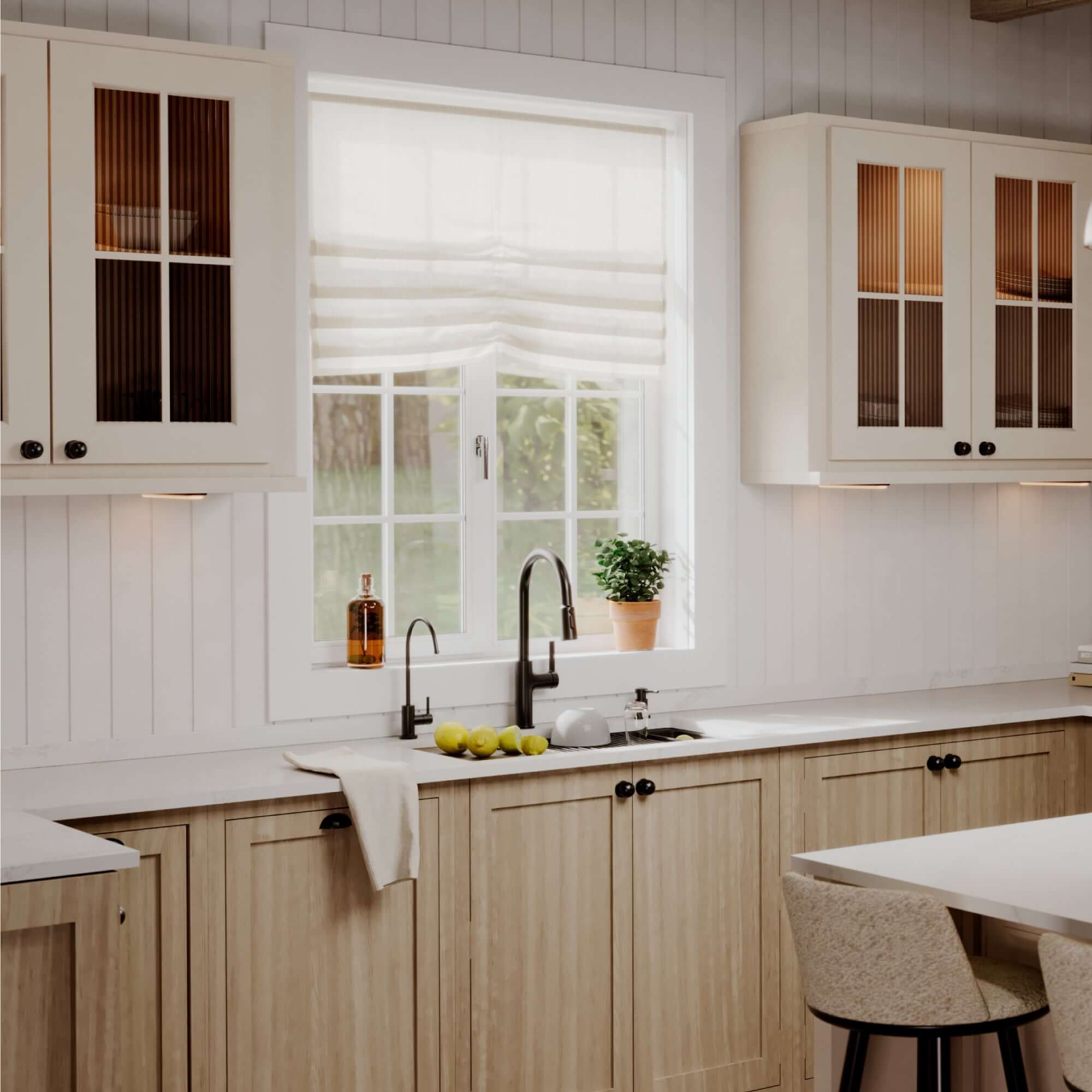 Karran 32 quartz composite workstation kitchen sink 50/50 double bowl black lifestyle image