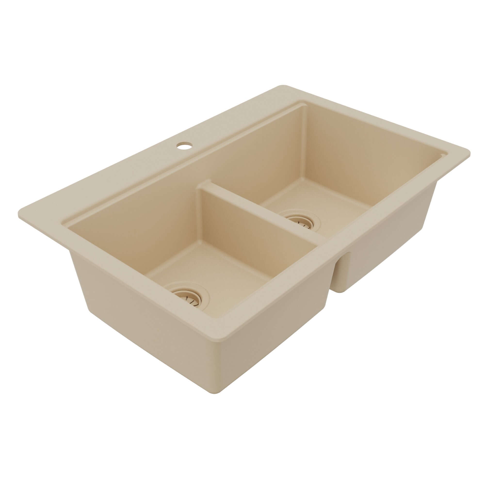 Karran 33 quartz composite workstation kitchen sink 50/50 double bowl bisque product image