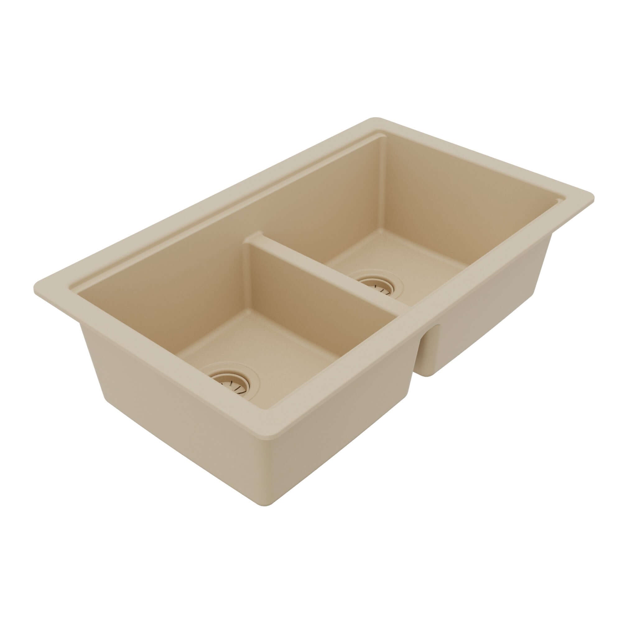 Karran 32 quartz composite workstation kitchen sink 50/50 double bowl bisque product image