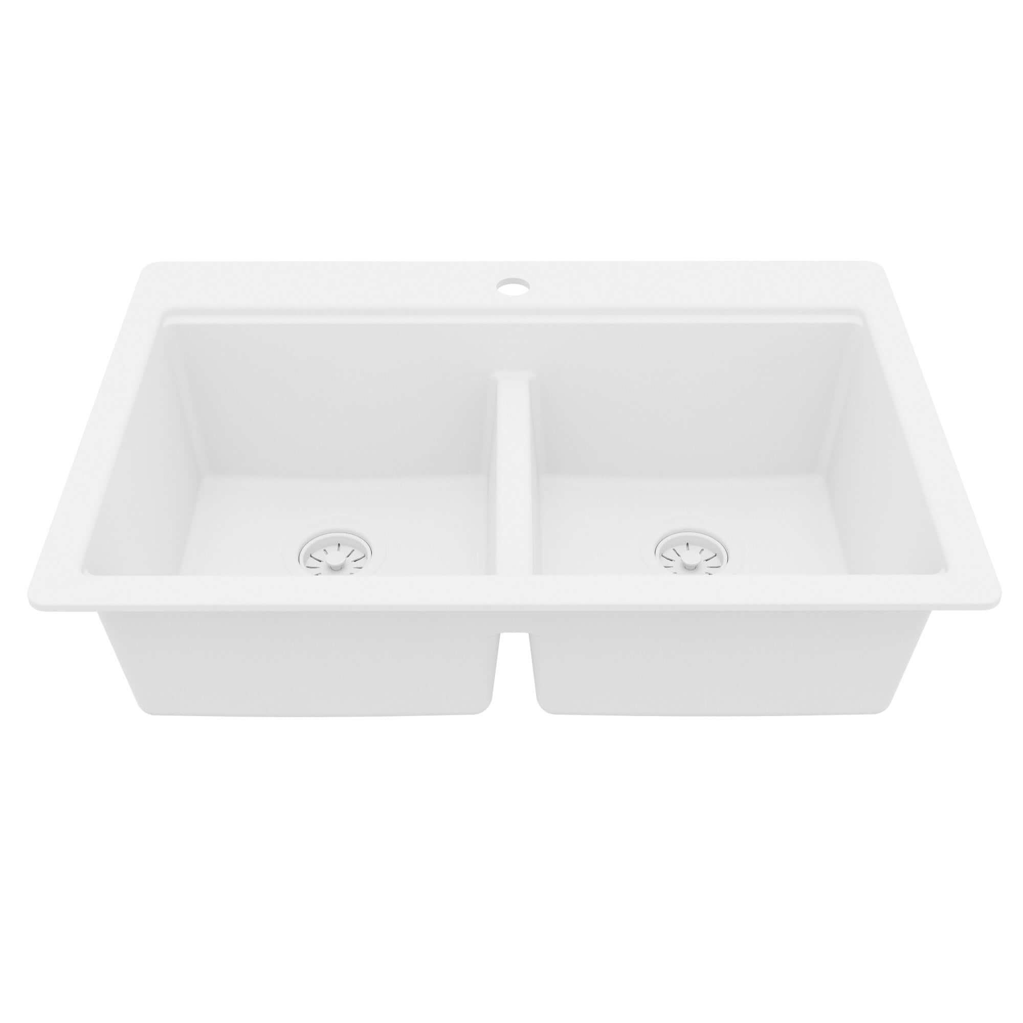 Karran 33 quartz composite workstation kitchen sink 50/50 double bowl white product image