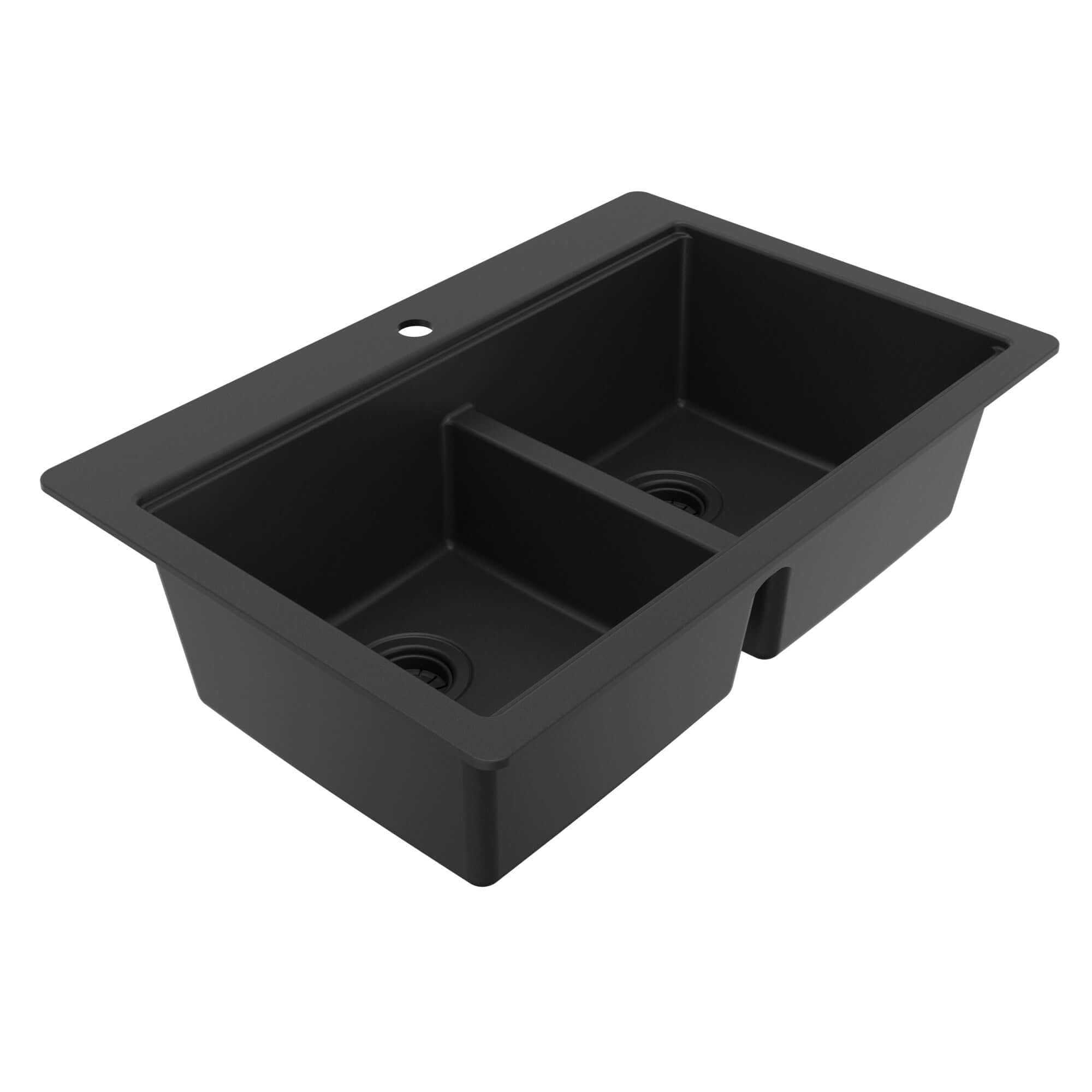 Karran 33 quartz composite workstation kitchen sink 50/50 double bowl black product image