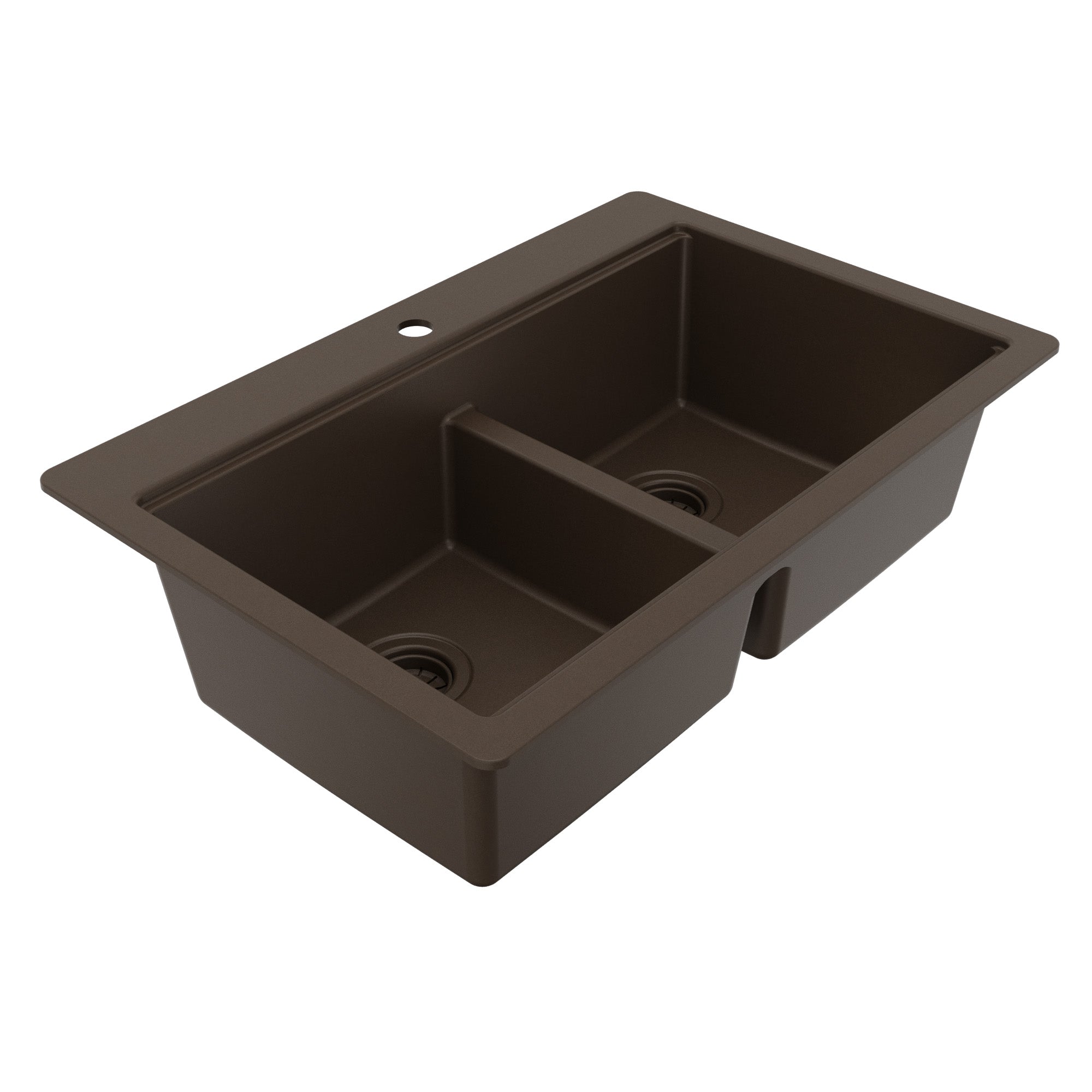 Karran 33 quartz composite workstation kitchen sink 50/50 double bowl brown product image