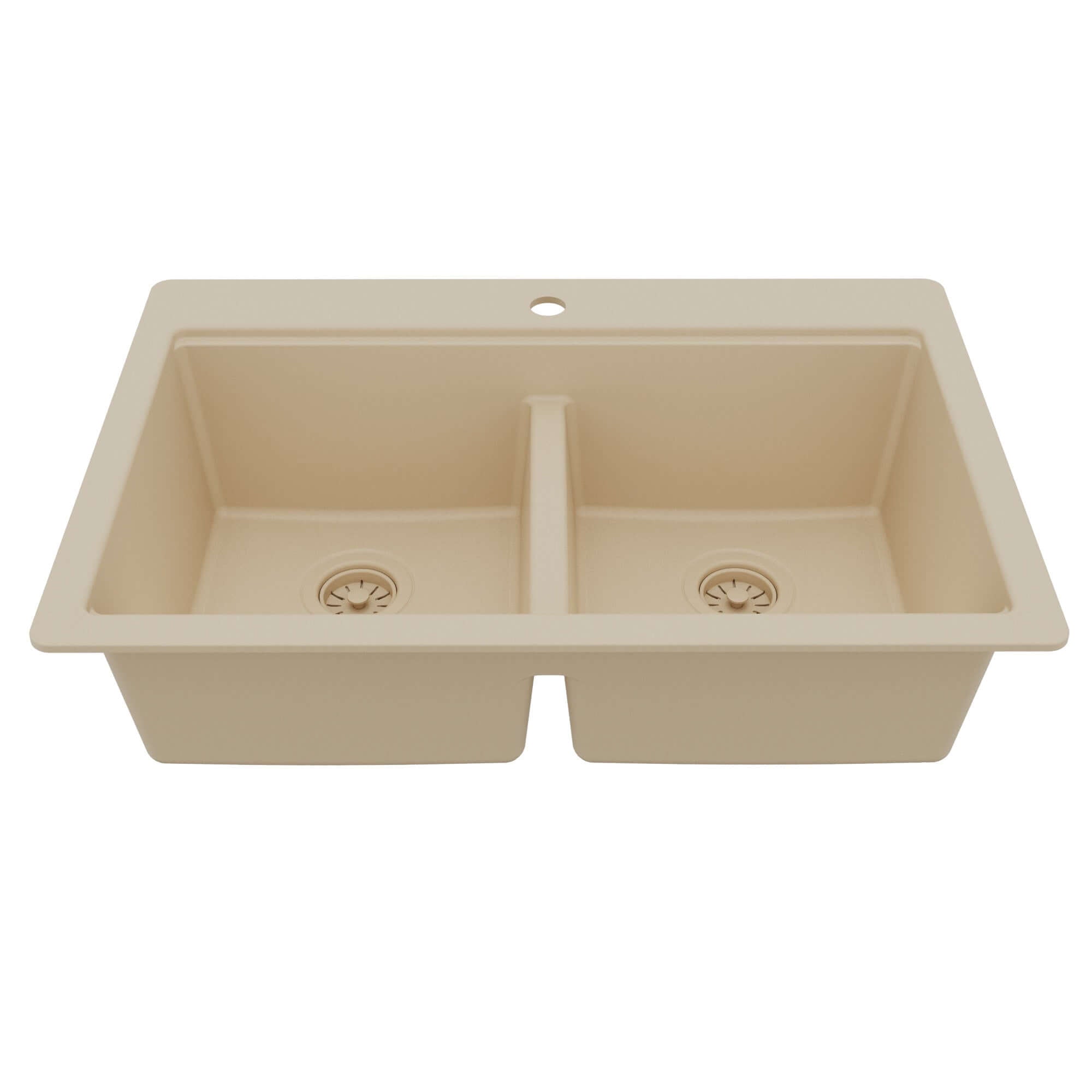 Karran 33 quartz composite workstation kitchen sink 50/50 double bowl bisque product image
