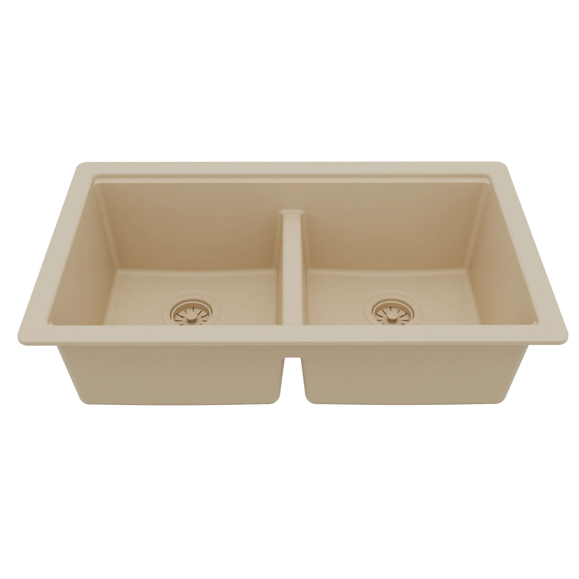 Karran 32 quartz composite workstation kitchen sink 50/50 double bowl bisque product image