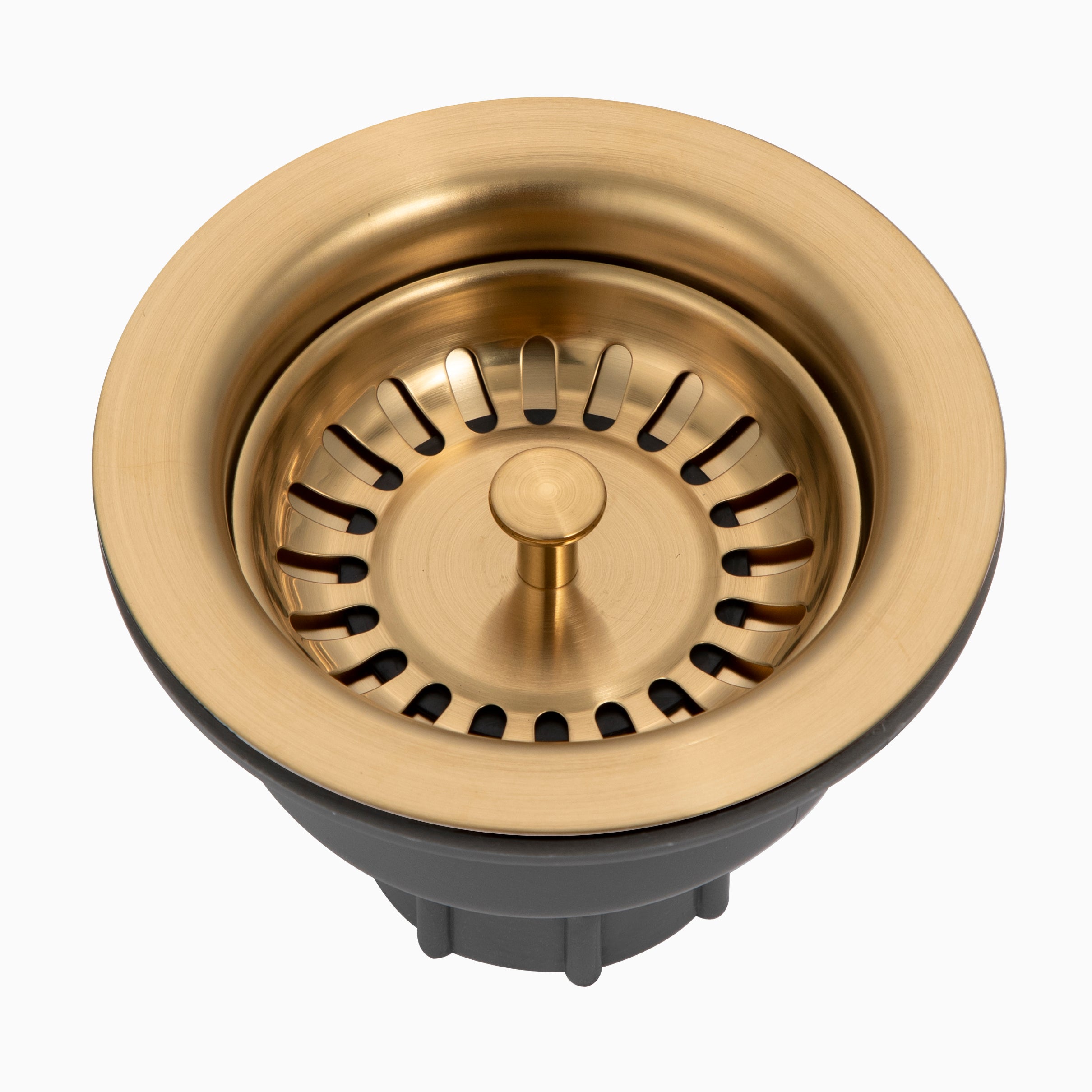 Houzer 3-1/2" Basket Strainer Drain in Brushed Brass - Stainless Steel & Plastic, 20 Gauge, 190-9180 BB