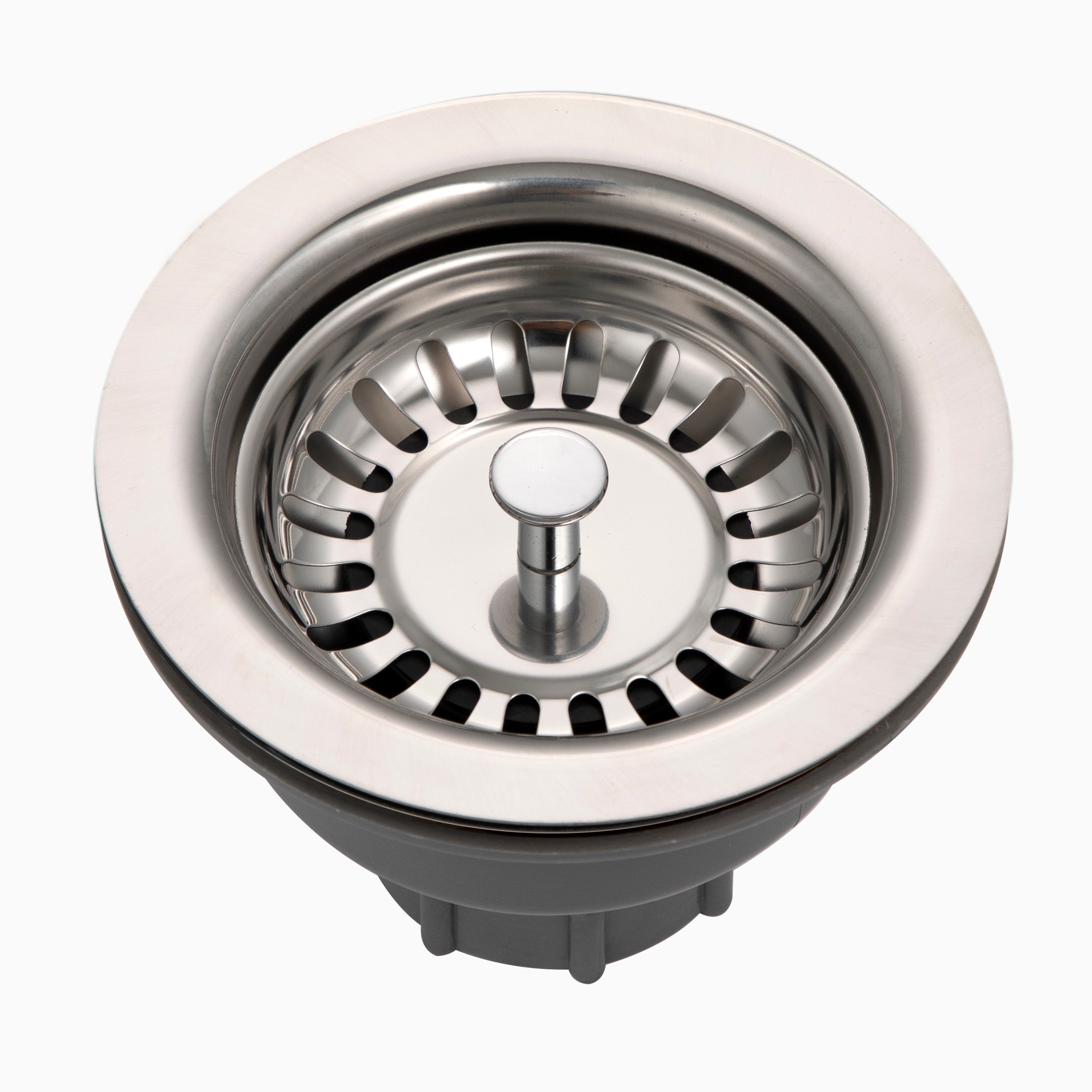 Houzer 3-1/2" Basket Strainer Drain in Antique Satin - Stainless Steel & Plastic, 20 Gauge, Polished Satin, 190-9180 PS