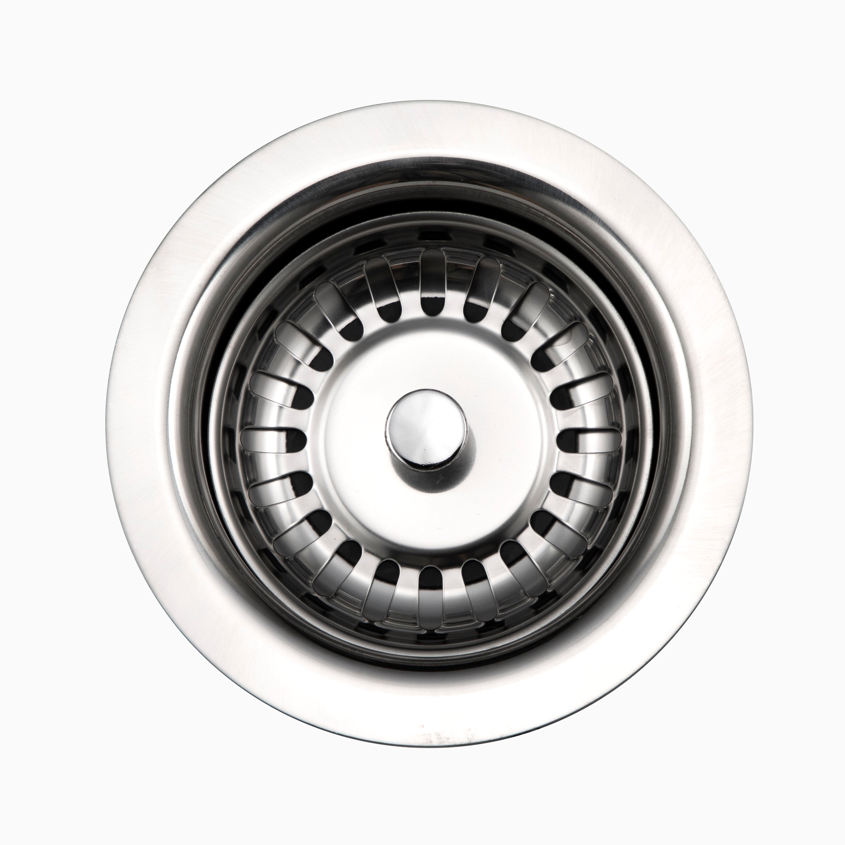 Houzer 3-1/2" Basket Strainer Drain in Antique Satin - Stainless Steel & Plastic, 20 Gauge, Polished Satin, 190-9180 PS