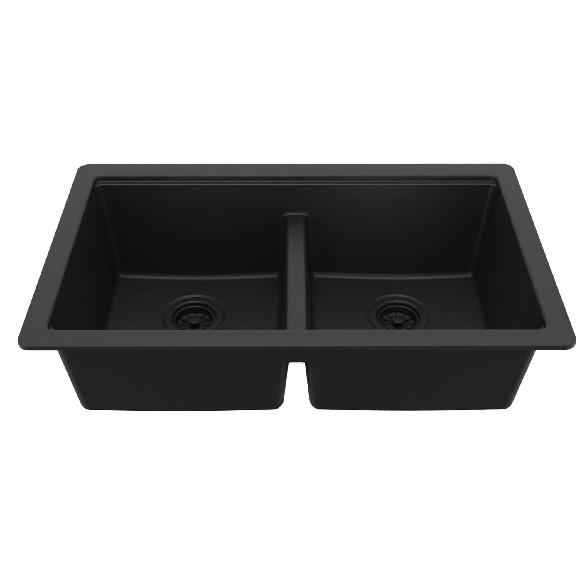 Karran 32 quartz composite workstation kitchen sink 50/50 double bowl black product image