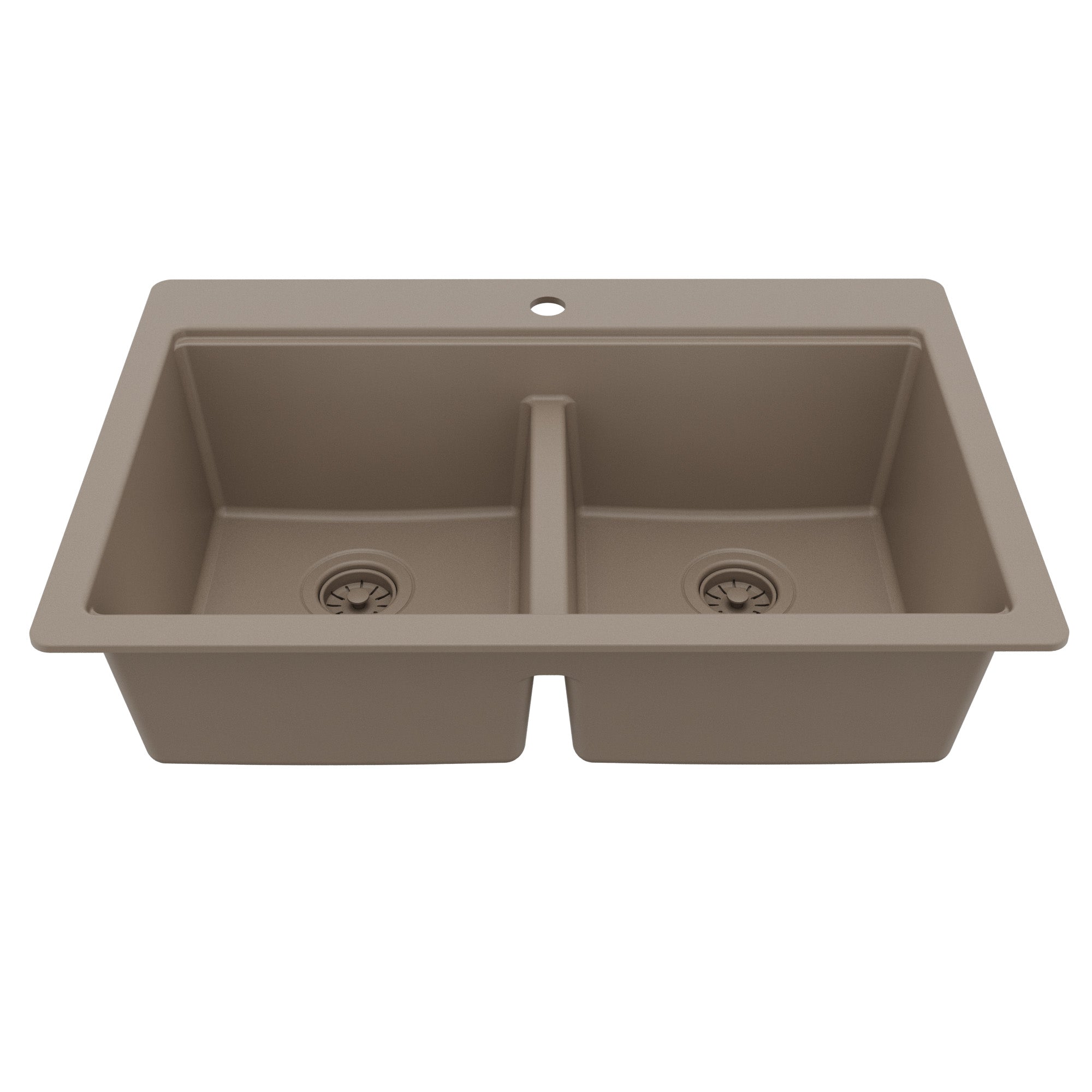 Karran 33 quartz composite workstation kitchen sink 50/50 double bowl concrete product image