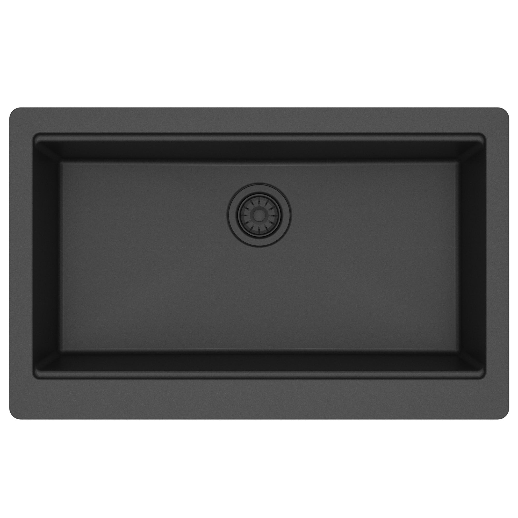 Karran 34 quartz composite retrofit workstation farmhouse sink black product image