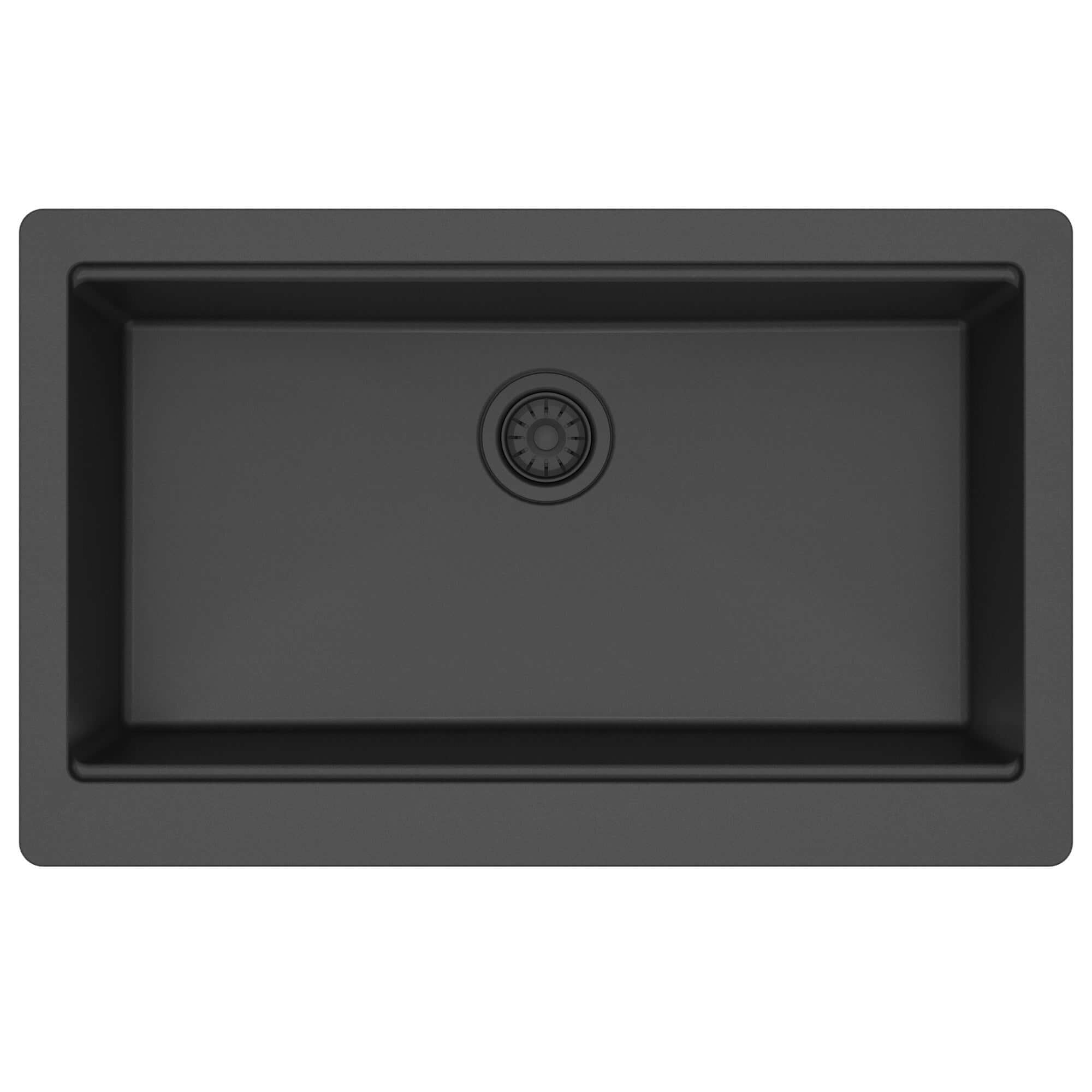Karran 34 quartz composite workstation farmhouse sink black product image