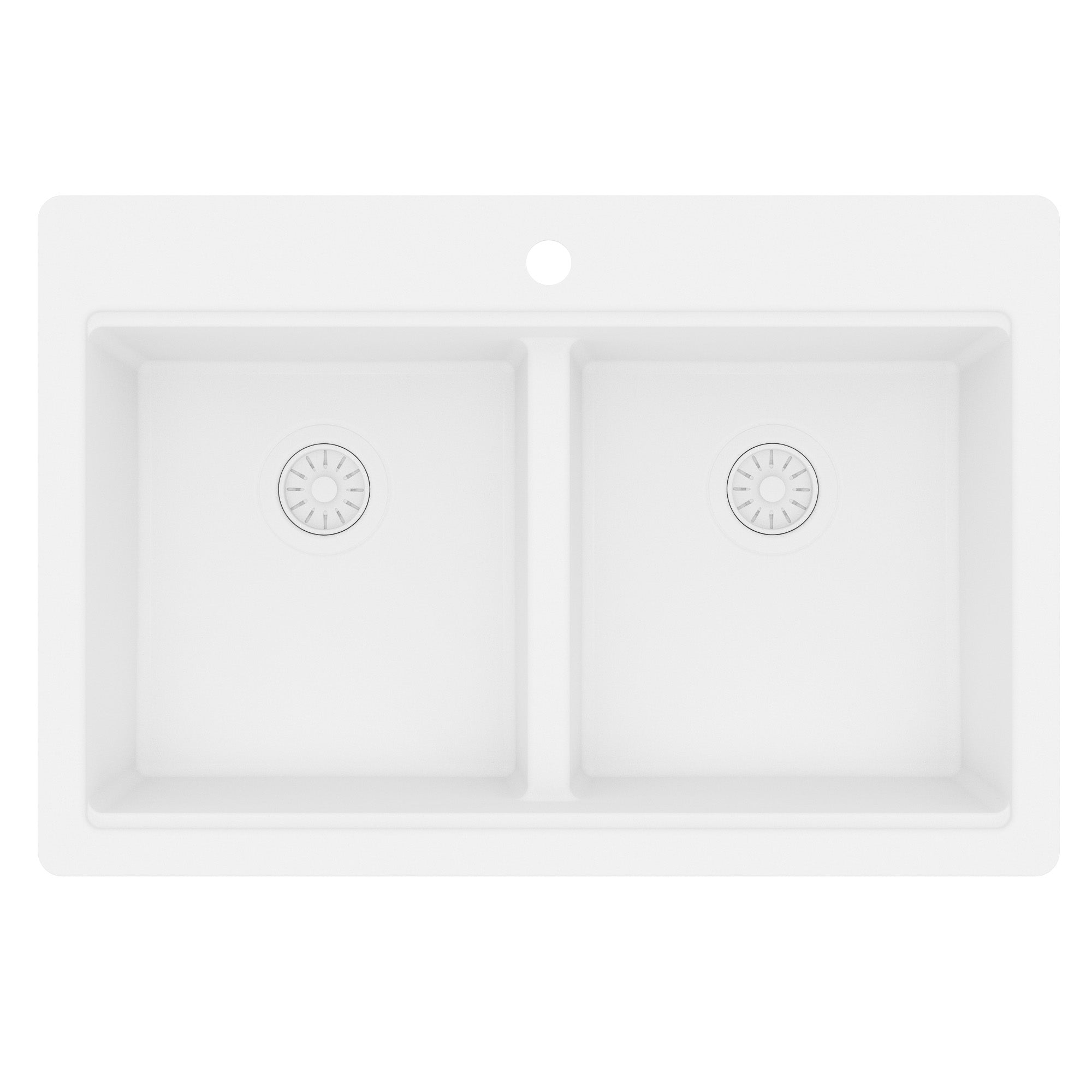 Karran 33 quartz composite workstation kitchen sink 50/50 double bowl white product image