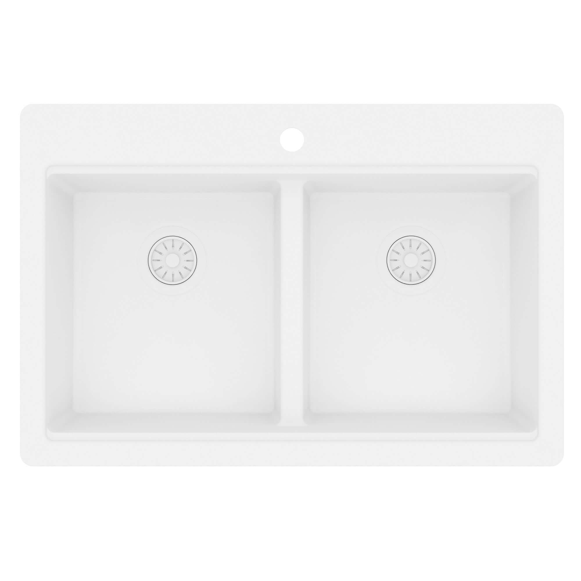 Karran 33 quartz composite workstation kitchen sink 50/50 double bowl white product image