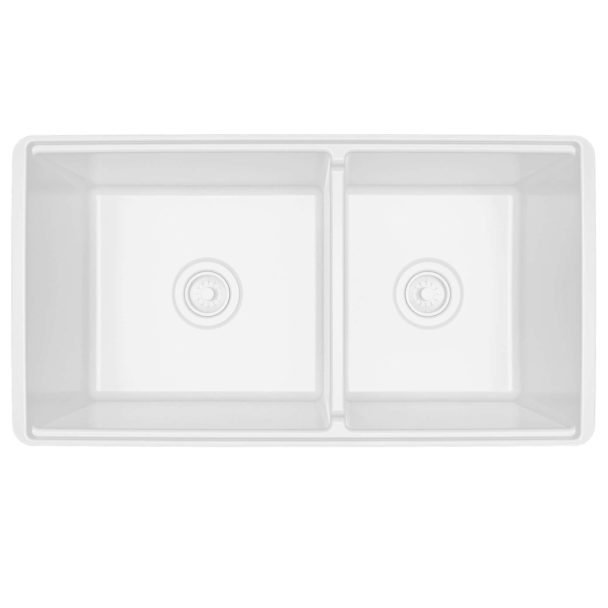 Alternative View of Karran Fireclay 33" Fireclay Workstation Farmhouse Sink with Accessories, 60/40 Double Bowl, White, FCWSF33DBWH-PK1