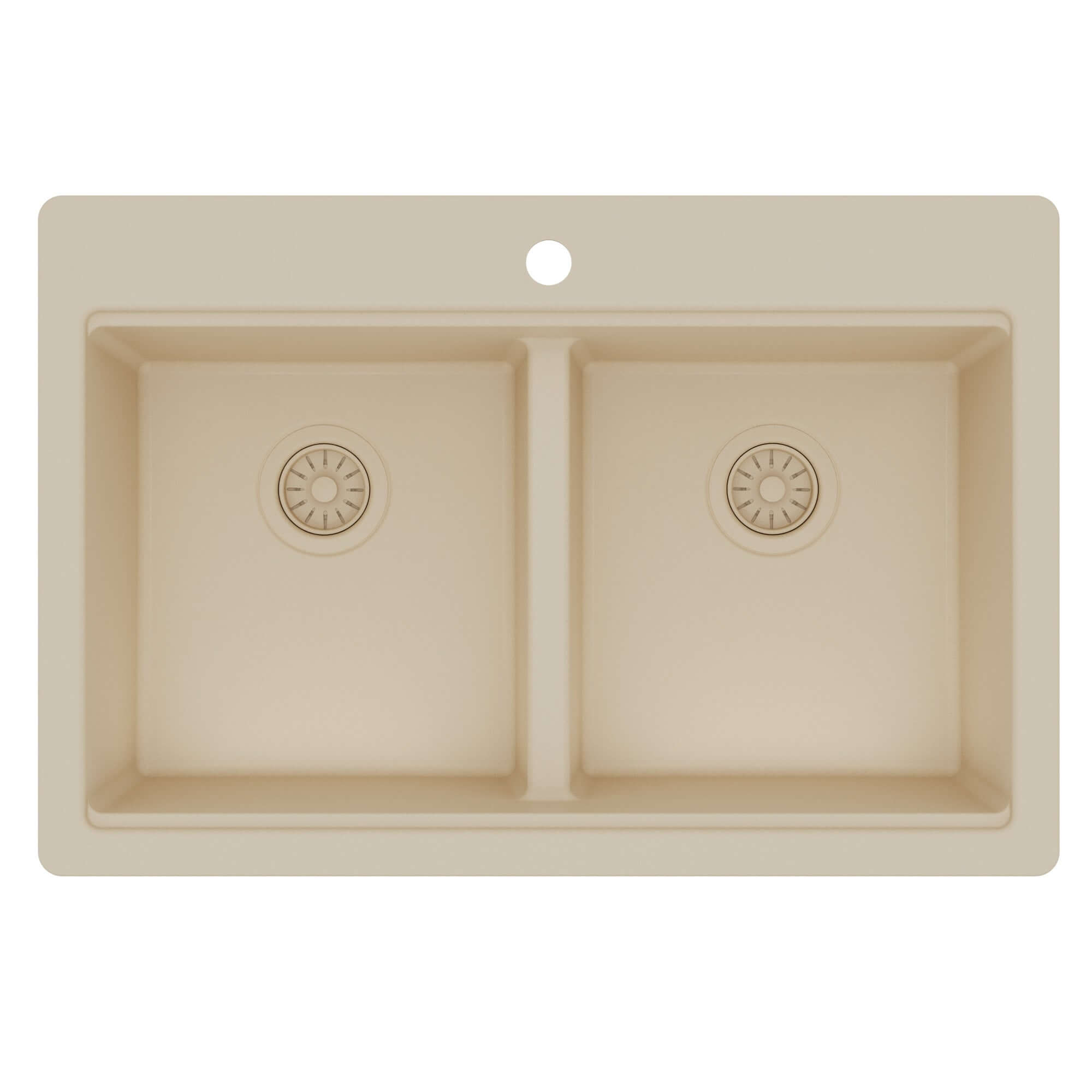 Karran 33 quartz composite workstation kitchen sink 50/50 double bowl bisque product image