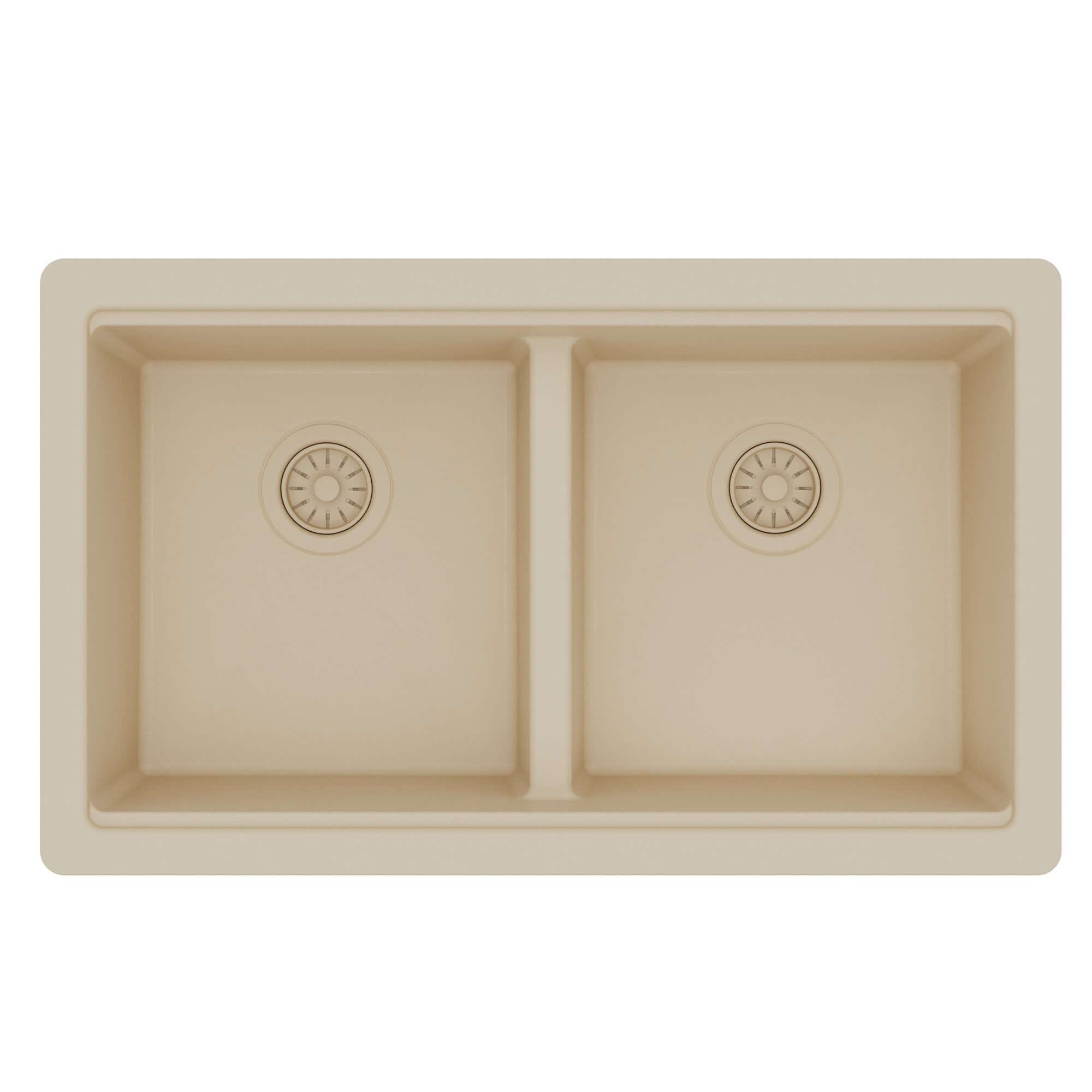 Karran 32 quartz composite workstation kitchen sink 50/50 double bowl bisque product image