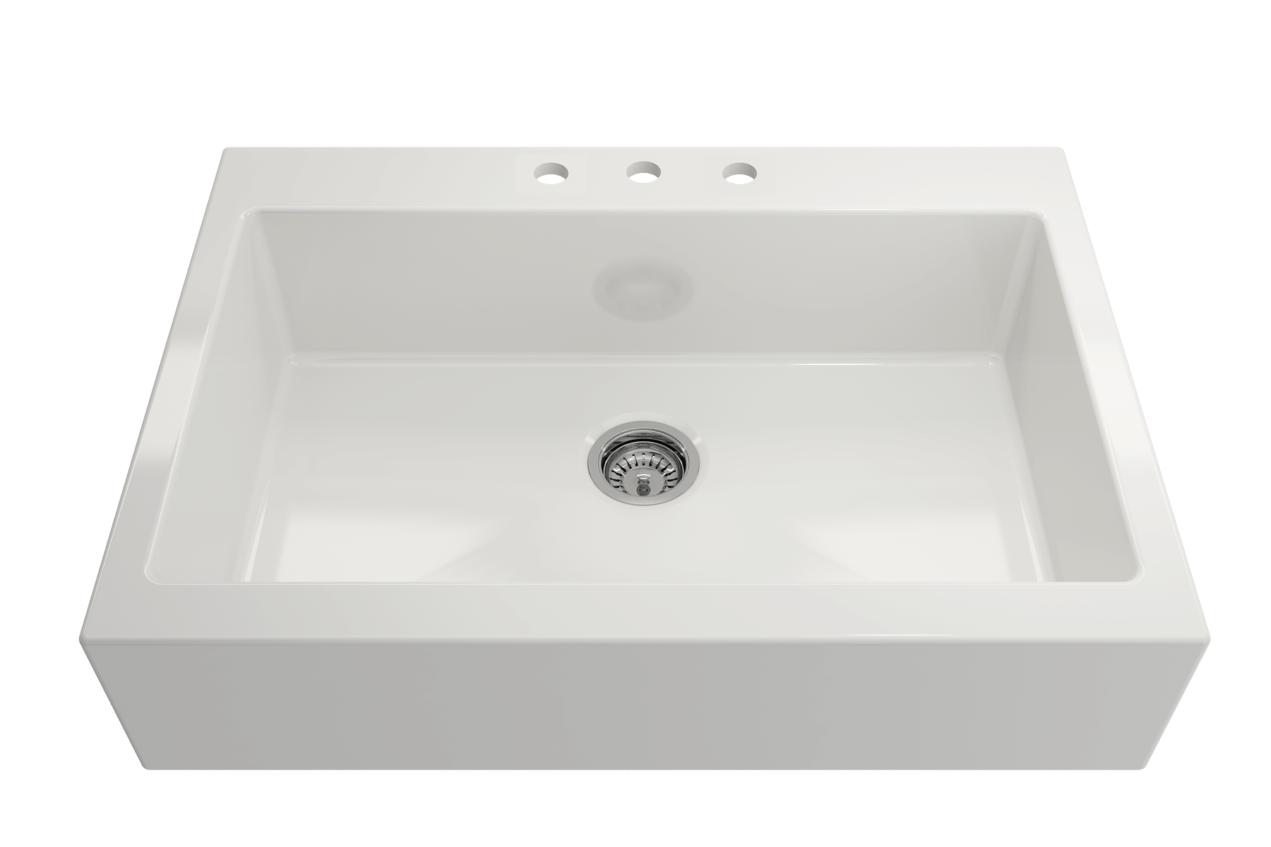 BOCCHI Nuova 34" Fireclay Farmhouse Sink Kit with Faucet and Accessories, White (sink) / Stainless Steel (faucet), 1500-001-2020SS
