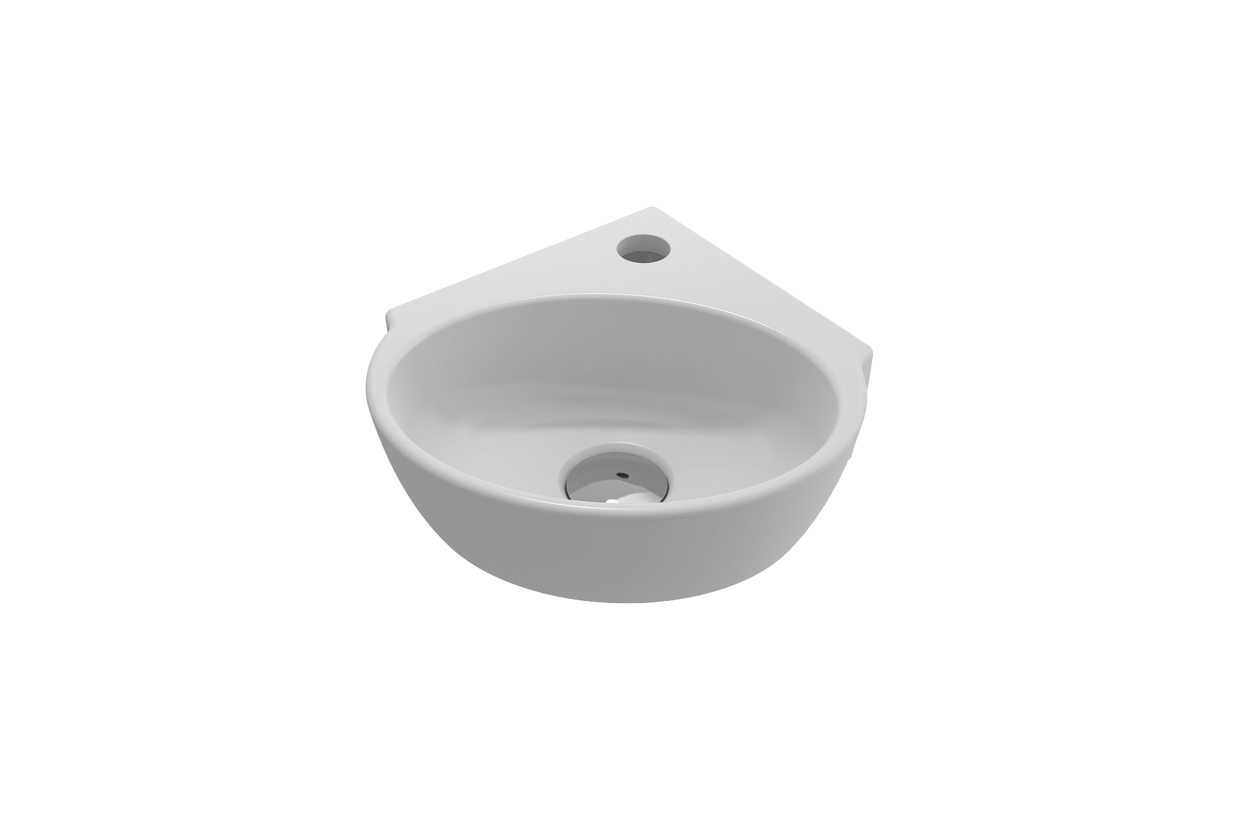 Alternate Image for BOCCHI Milano 13" Oval Corner Fireclay Bathroom Sink, Matte White, Single Faucet Hole, 1392-002-0126