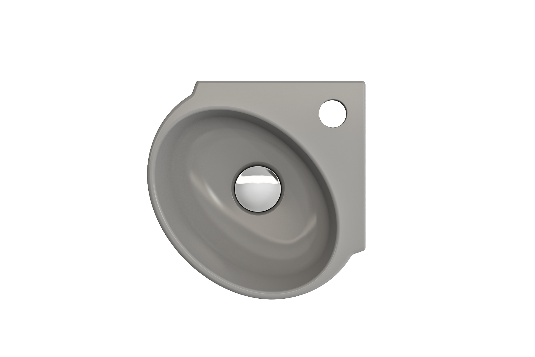BOCCHI Milano 13" Oval Corner Fireclay Bathroom Sink, Matte Gray, Single Faucet Hole, 1392-006-0126