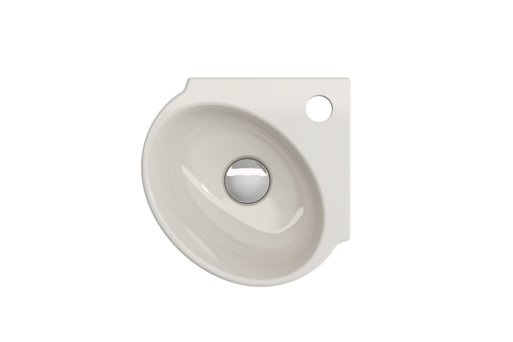 BOCCHI Milano 13" Oval Corner Fireclay Bathroom Sink, Biscuit, Single Faucet Hole, 1392-014-0126