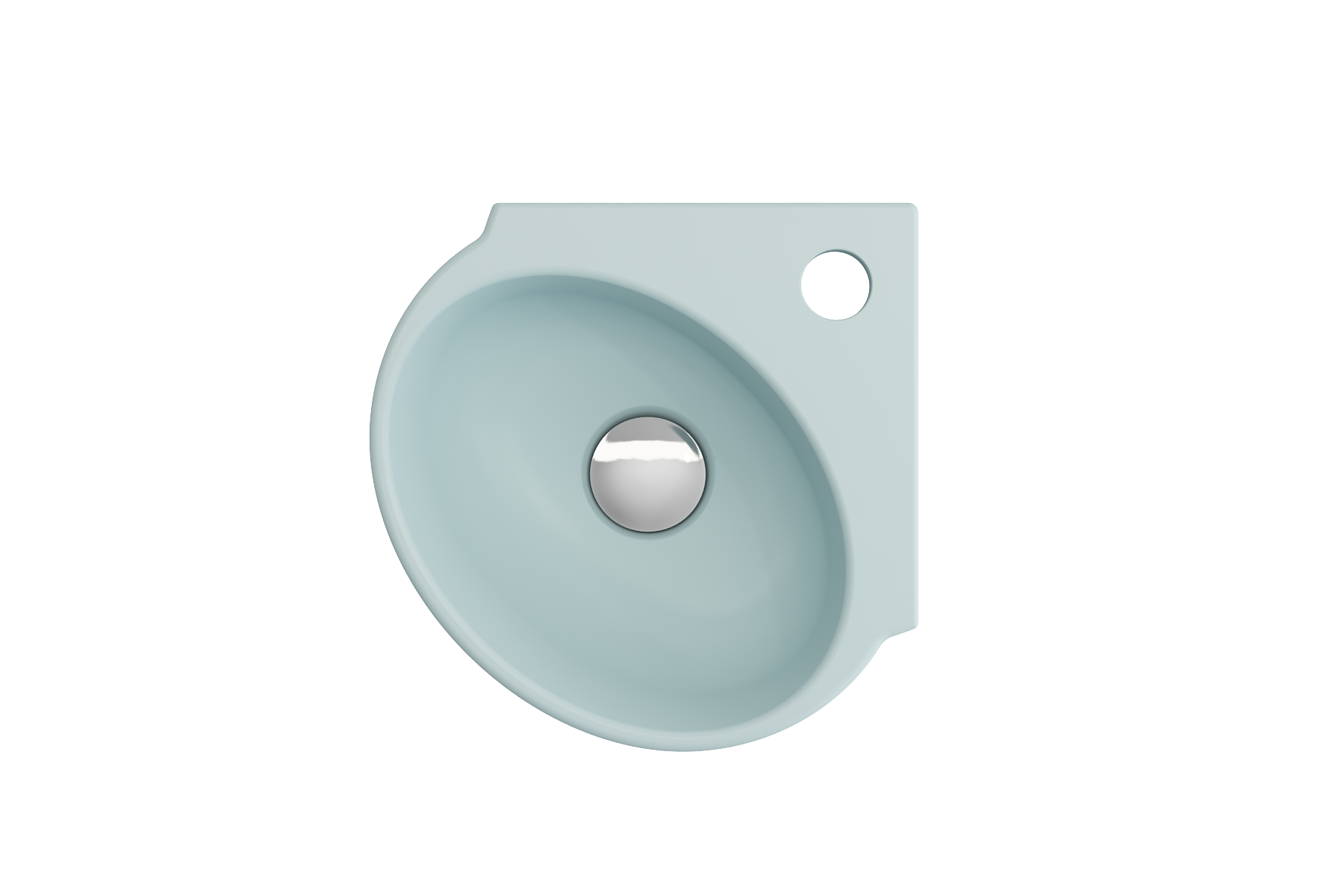 BOCCHI Milano 13" Oval Corner Fireclay Bathroom Sink, Matte Ice Blue, Single Faucet Hole, 1392-029-0126