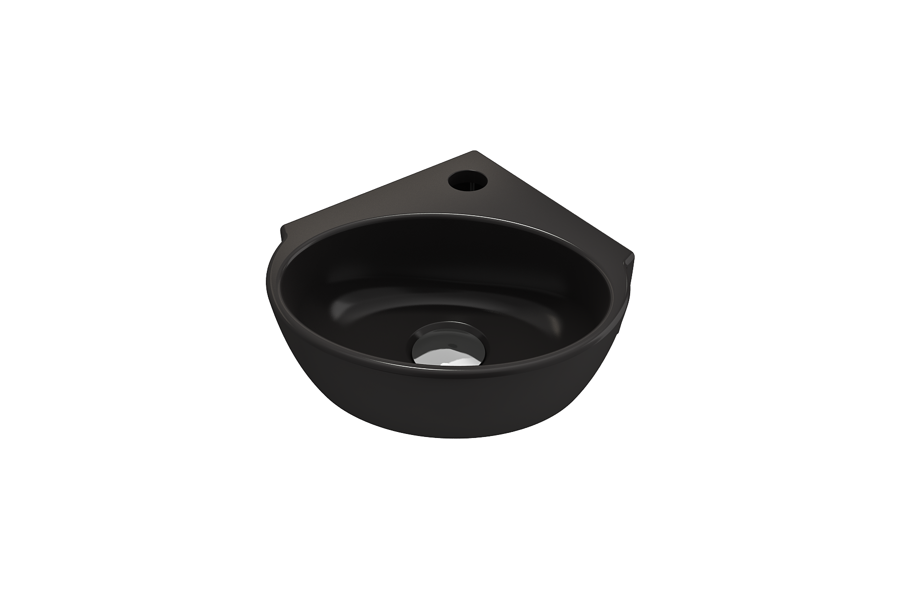 Alternate Image for BOCCHI Milano 13" Oval Corner Fireclay Bathroom Sink, Matte Black, Single Faucet Hole, 1392-004-0126