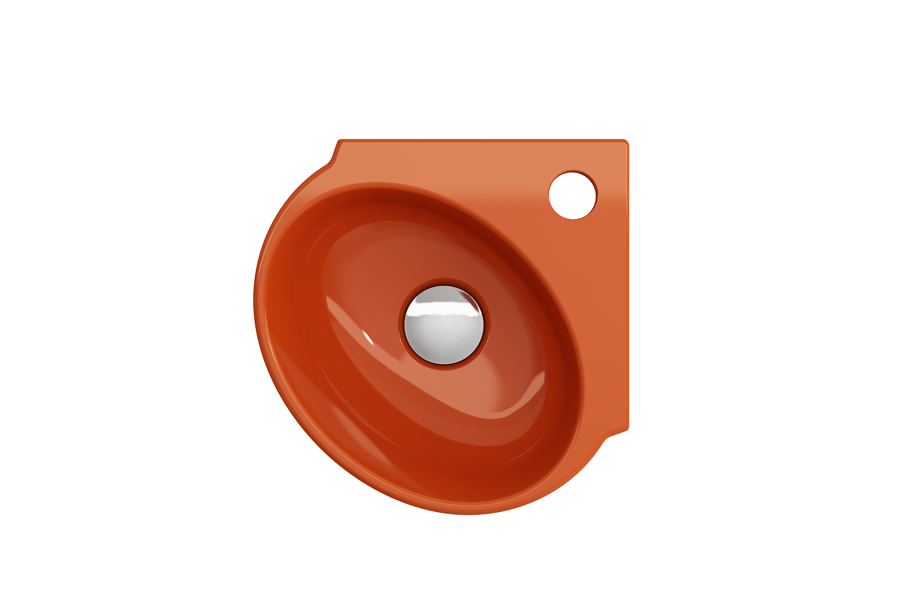 BOCCHI Milano 13" Oval Corner Fireclay Bathroom Sink, Orange, Single Faucet Hole, 1392-012-0126
