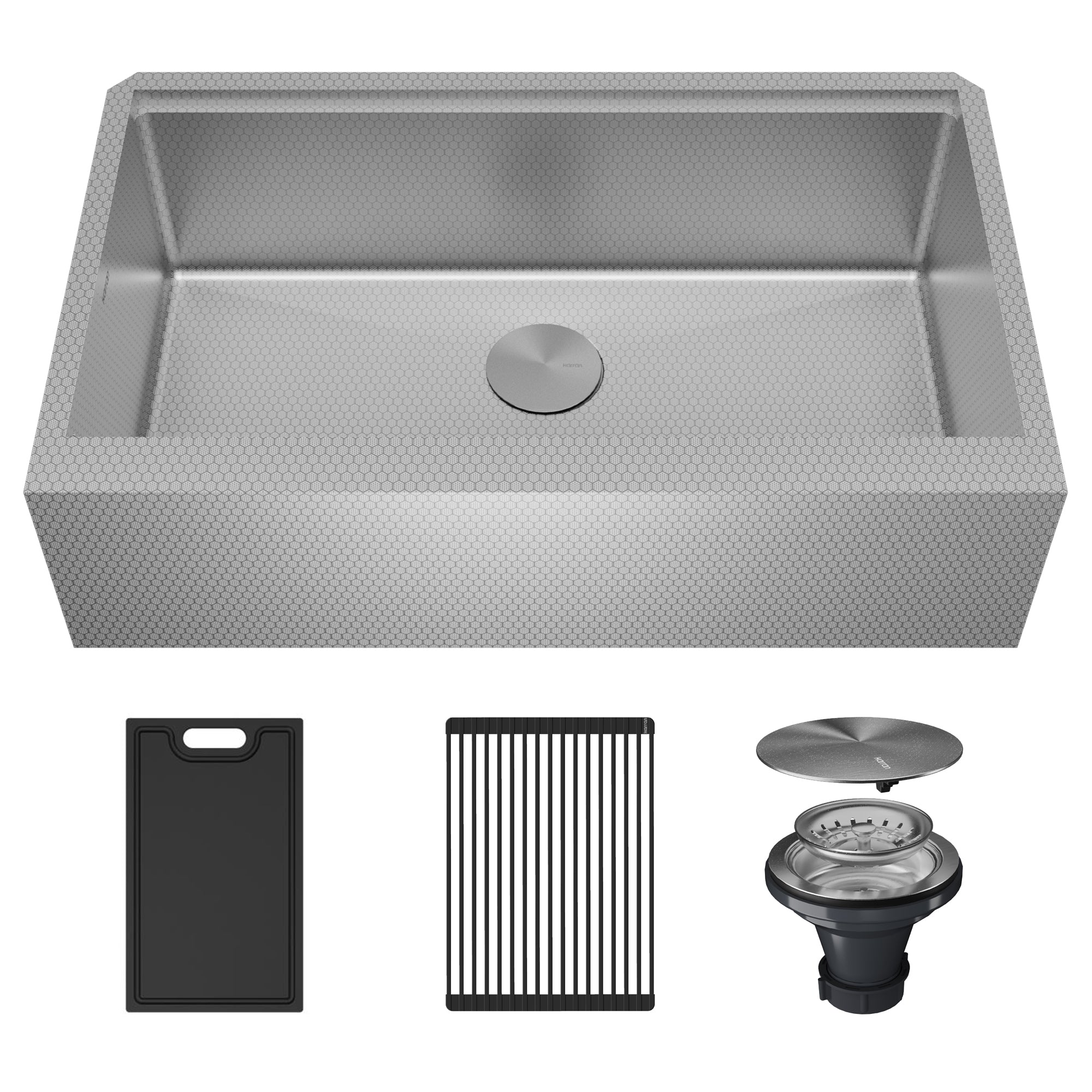 Karran Matrix 33" Stainless Steel Workstation Farmhouse Sink, HSU3320SB