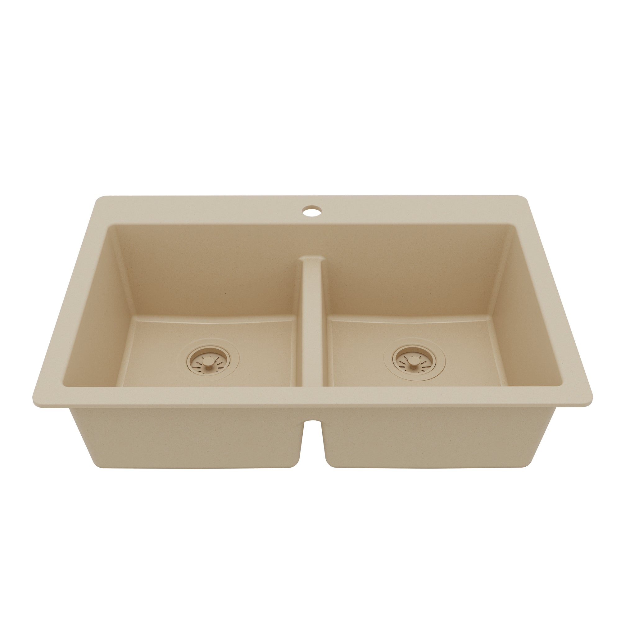 Main Image of Karran 33" Drop In/Topmount Quartz Composite Kitchen Sink, 50/50 Double Bowl, Bisque, QT-810-BI