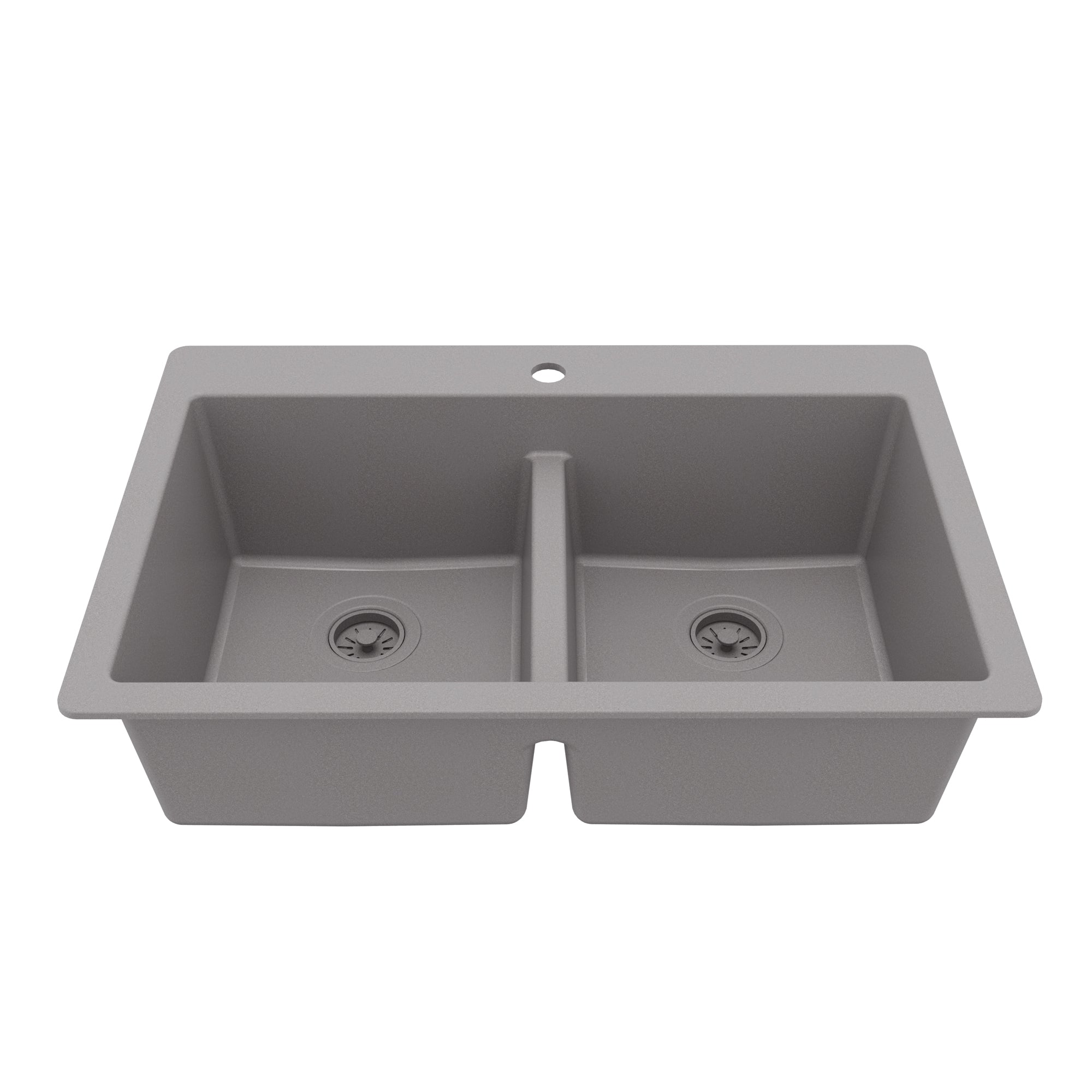 Main Image of Karran 33" Drop In/Topmount Quartz Composite Kitchen Sink, 50/50 Double Bowl, Grey, QT-810-GR