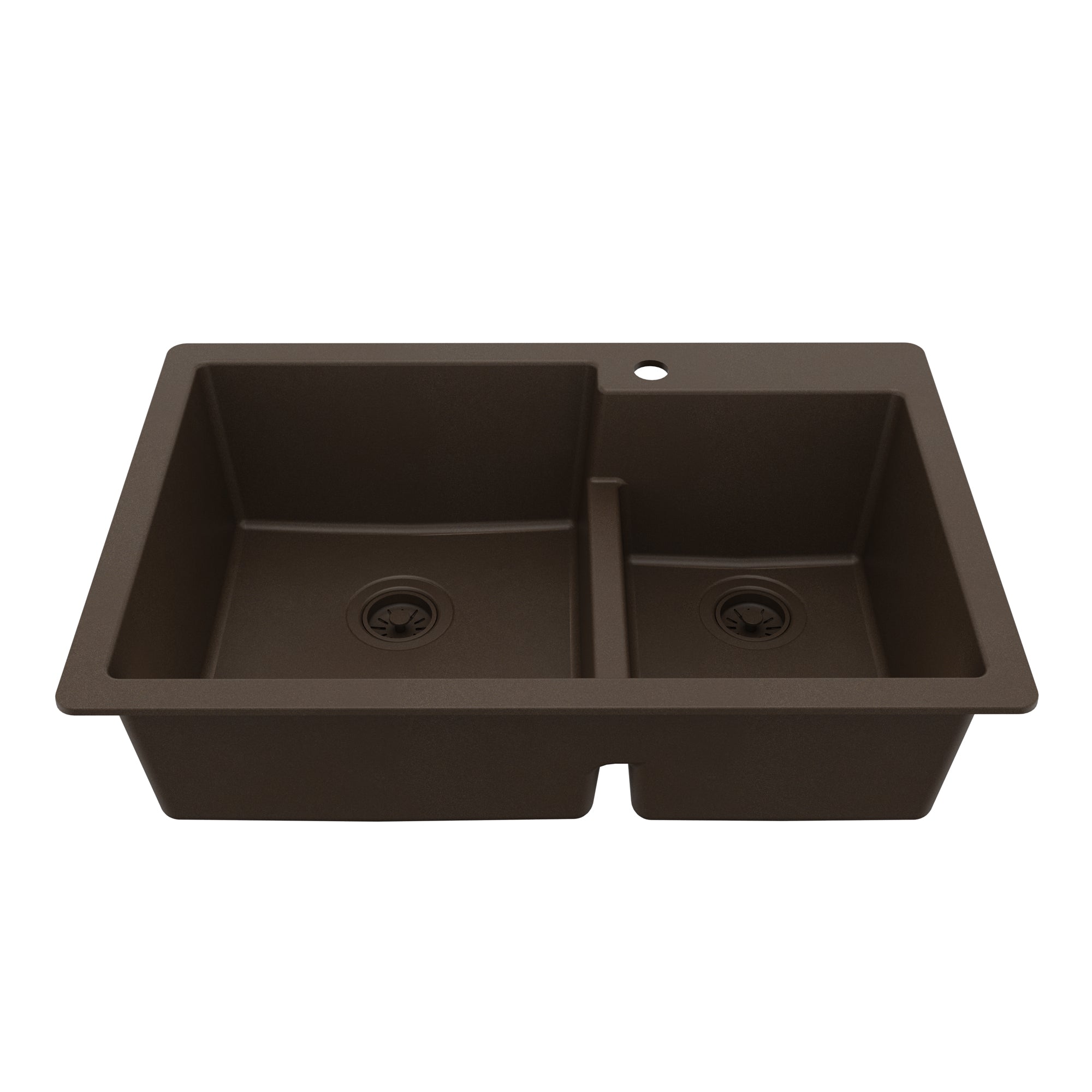 Main Image of Karran 33" Drop In/Topmount Quartz Composite Kitchen Sink, 60/40 Double Bowl, Brown, QT-811-BR