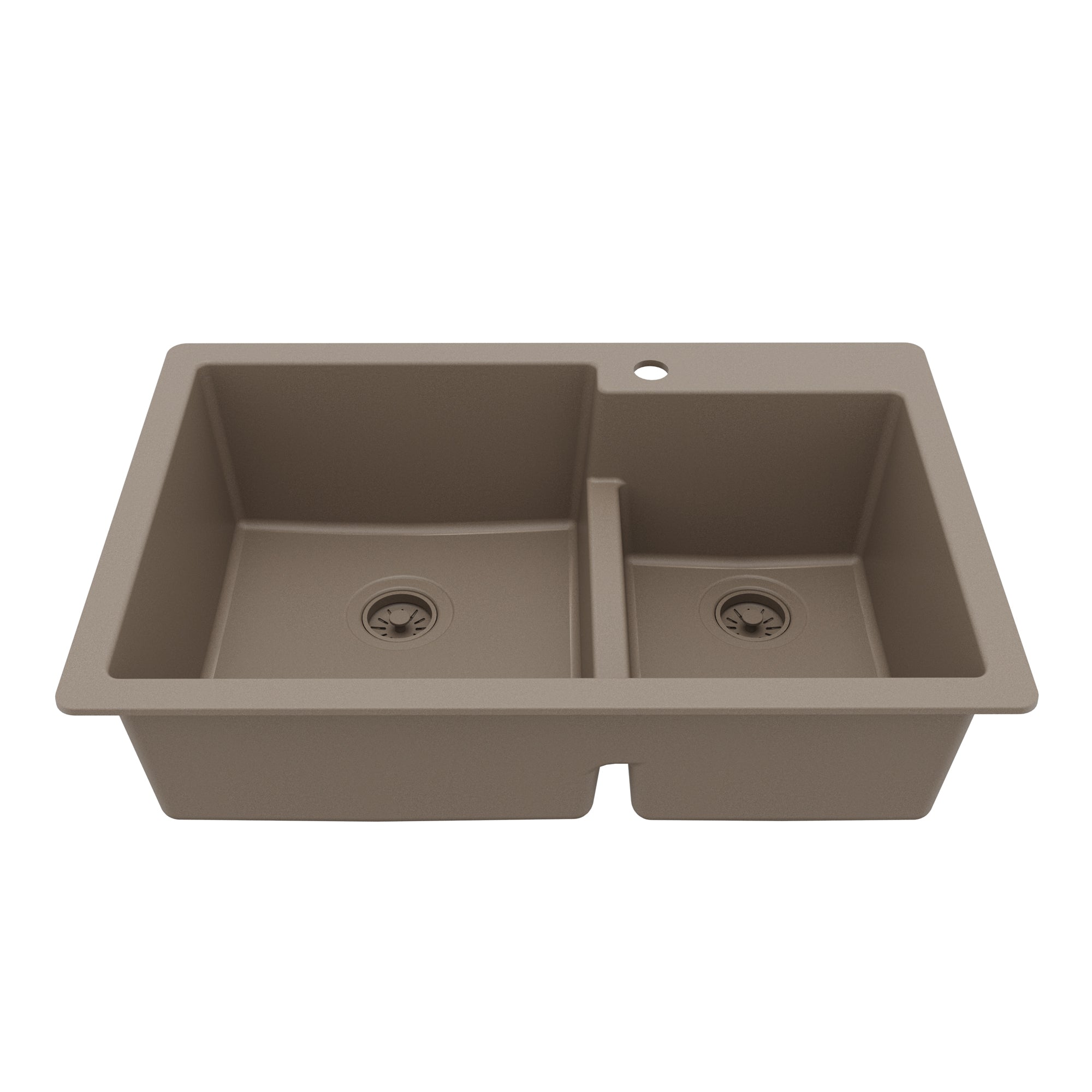 Main Image of Karran 33" Drop In/Topmount Quartz Composite Kitchen Sink, 60/40 Double Bowl, Concrete, QT-811-CN