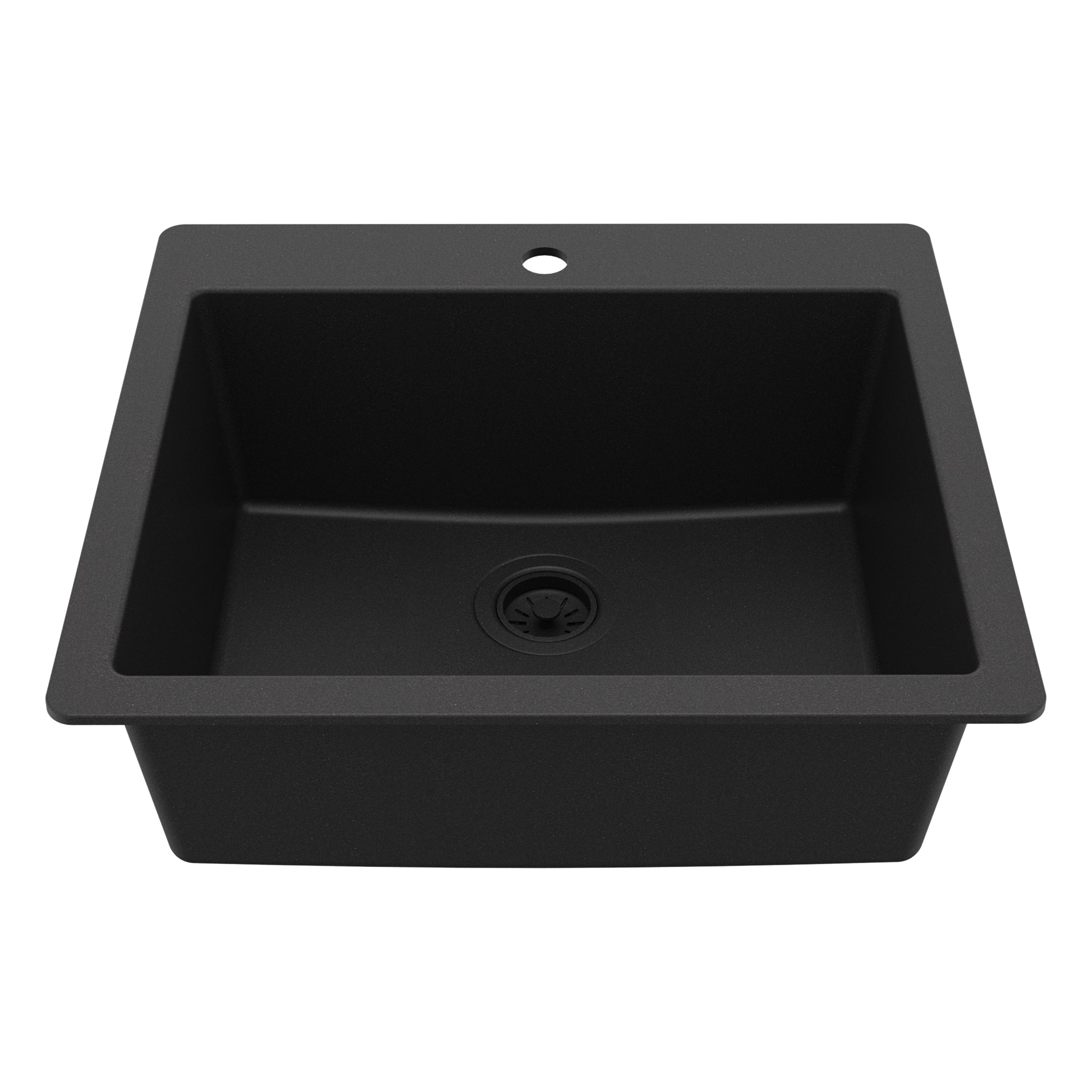Main Image of Karran 25" Drop In/Topmount Quartz Composite Kitchen Sink, Black, QT-820-BL