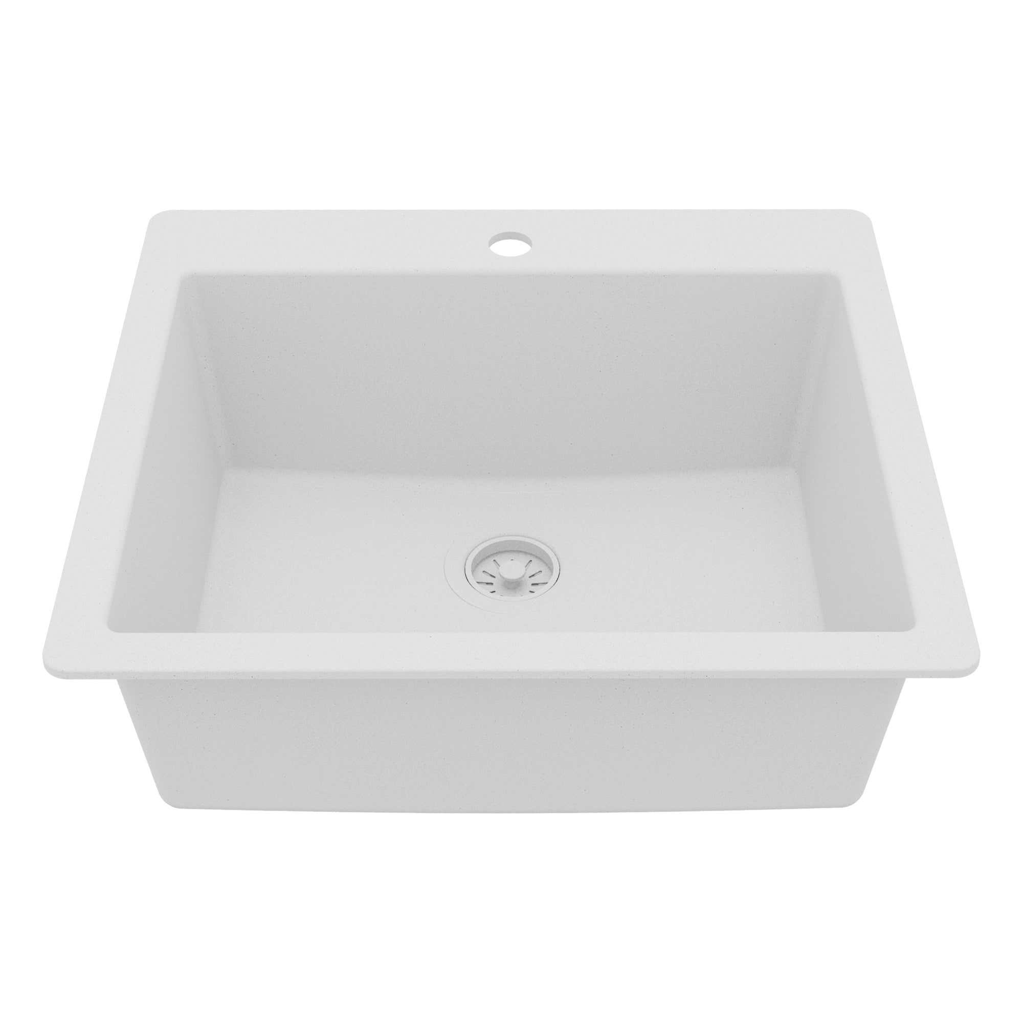 Main Image of Karran 25" Drop In/Topmount Quartz Composite Kitchen Sink, White, QT-820-WH