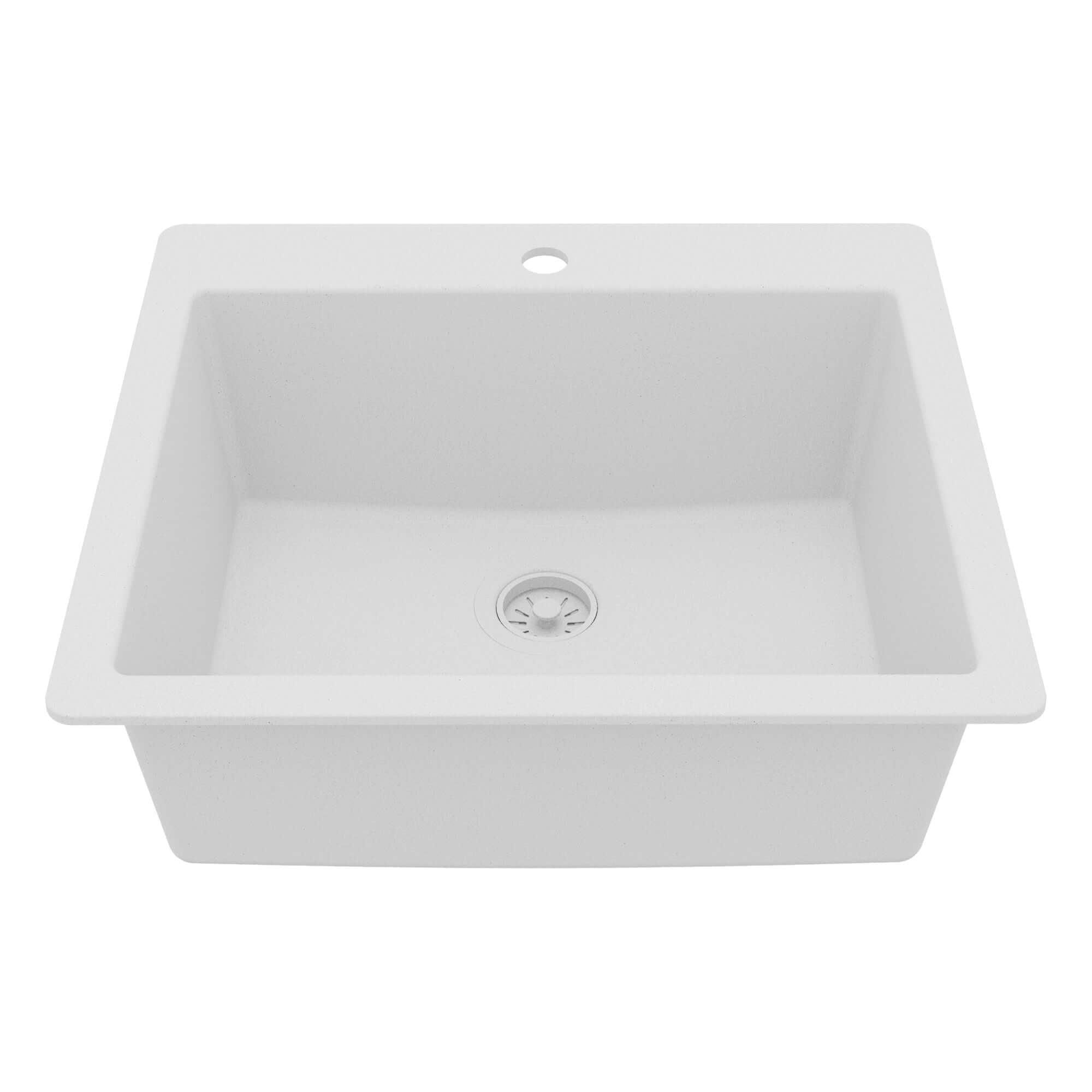 Main Image of Karran 25" Drop In/Topmount Quartz Composite Kitchen Sink, White, QT-820-WH