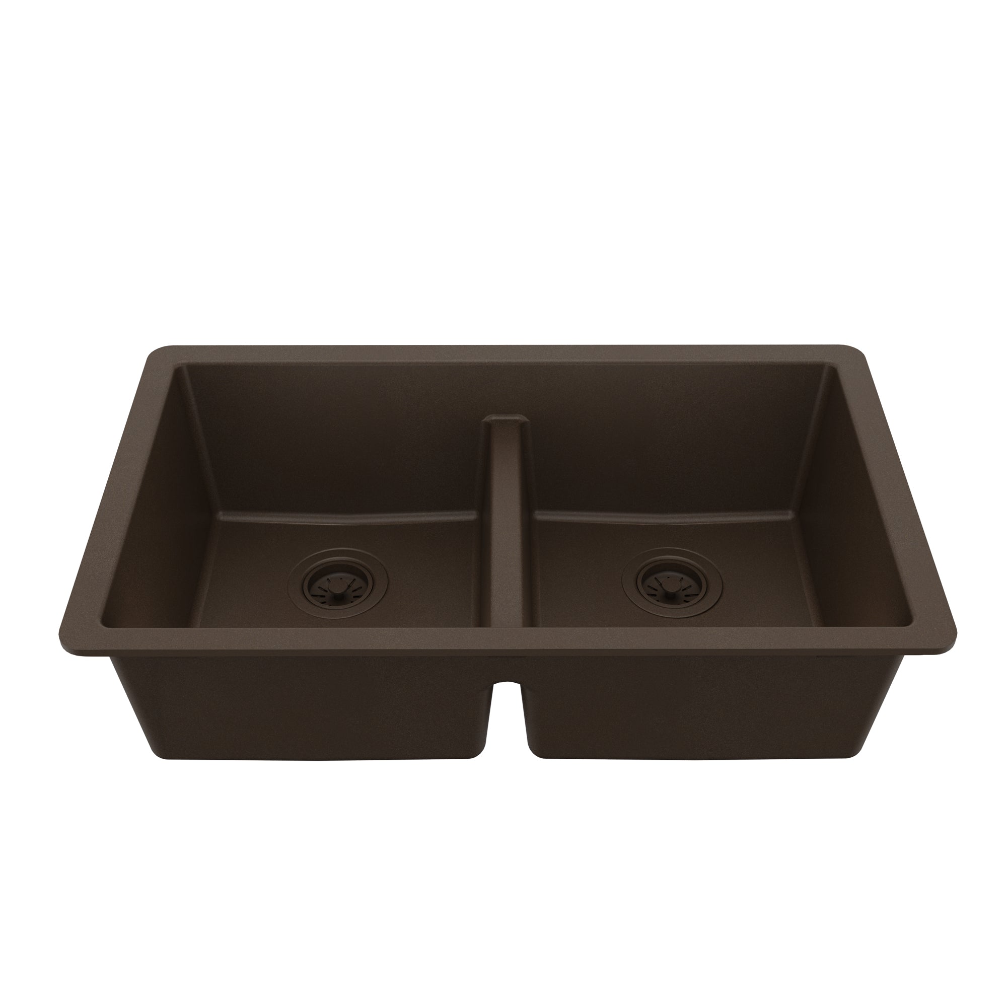 Main Image of Karran 32" Undermount Quartz Composite Kitchen Sink, 50/50 Double Bowl, Brown, QU-810-BR
