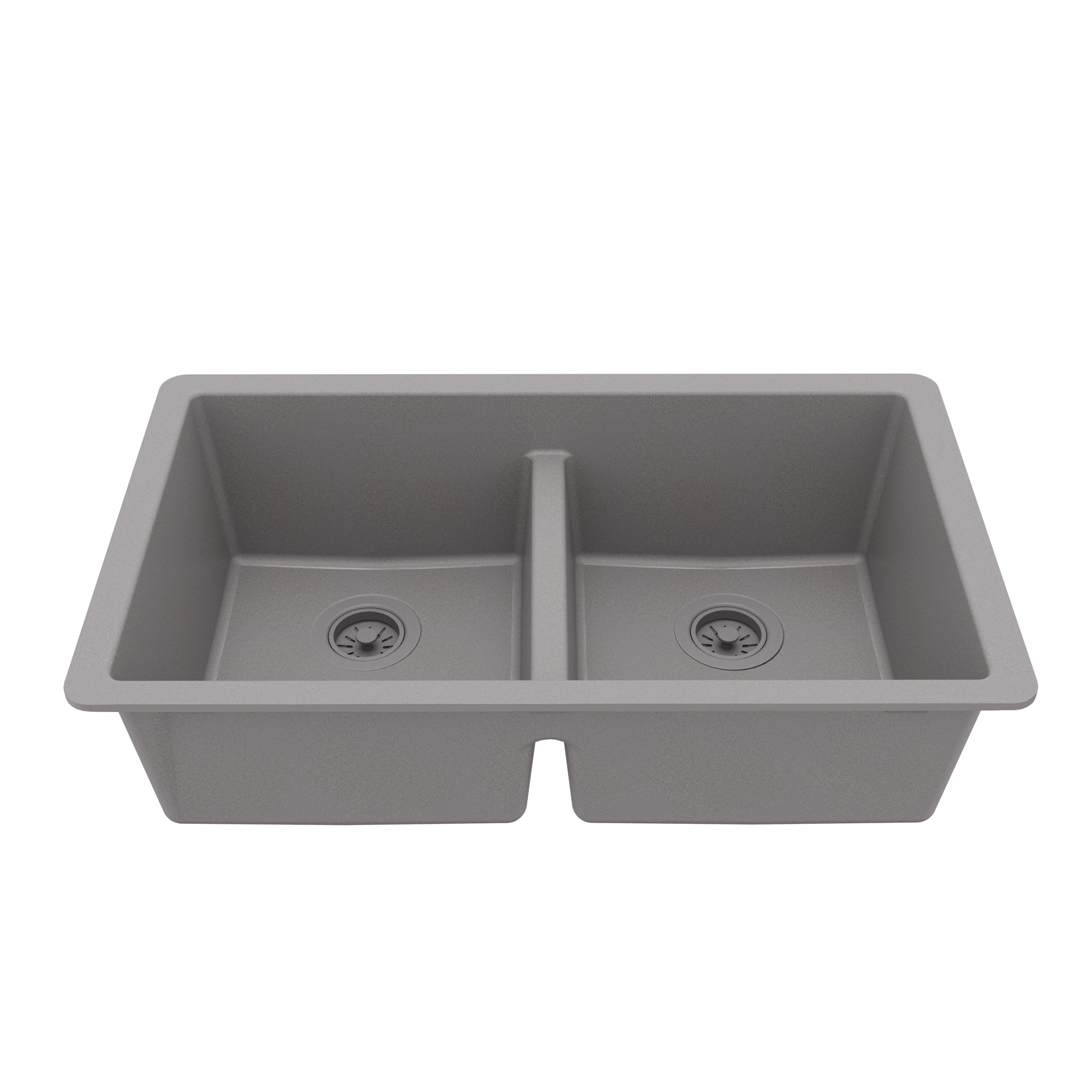 Main Image of Karran 32" Undermount Quartz Composite Kitchen Sink, 50/50 Double Bowl, Grey, QU-810-GR