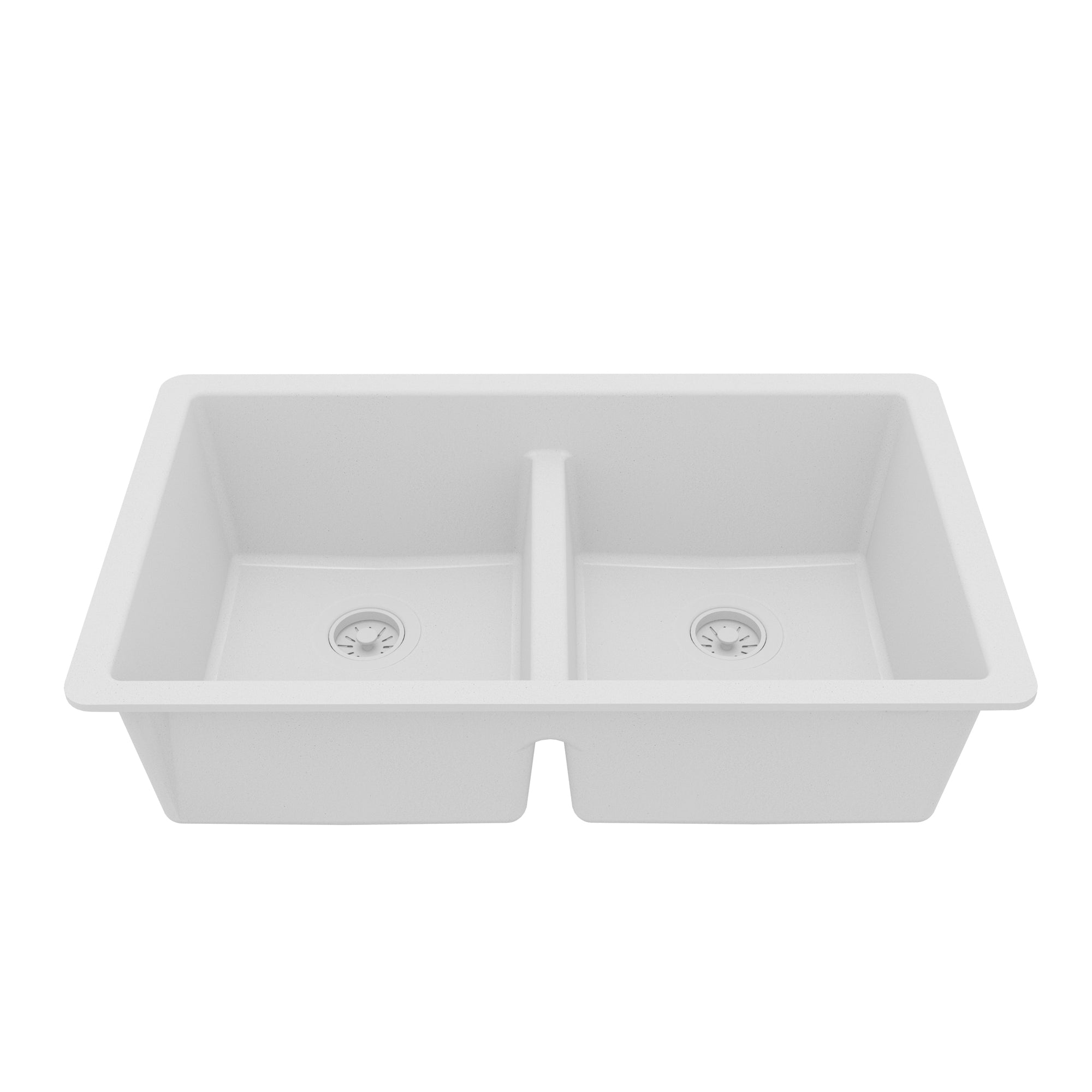 Main Image of Karran 32" Undermount Quartz Composite Kitchen Sink, 50/50 Double Bowl, White, QU-810-WH