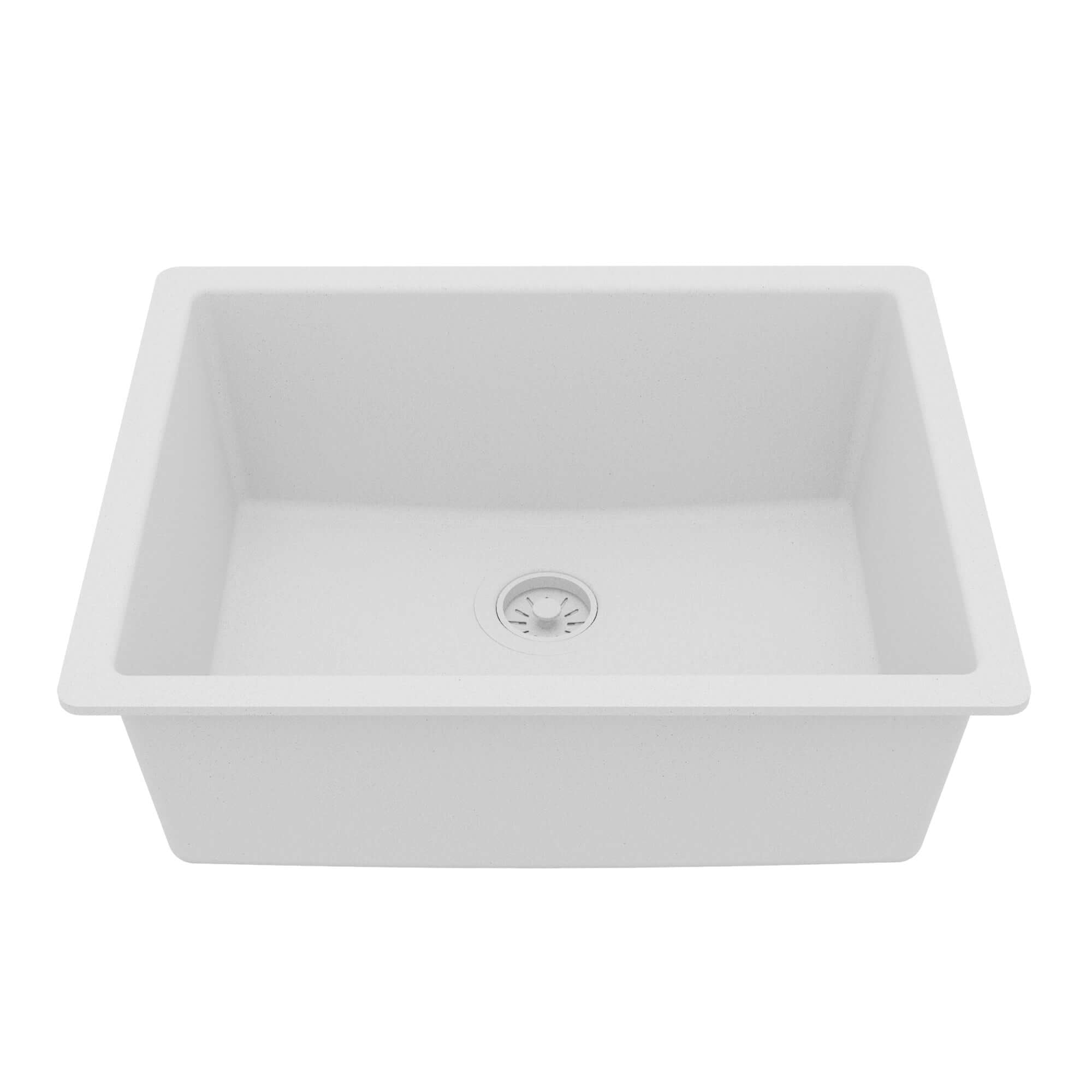 Main Image of Karran 24" Undermount Quartz Composite Kitchen Sink, White, QU-820-WH